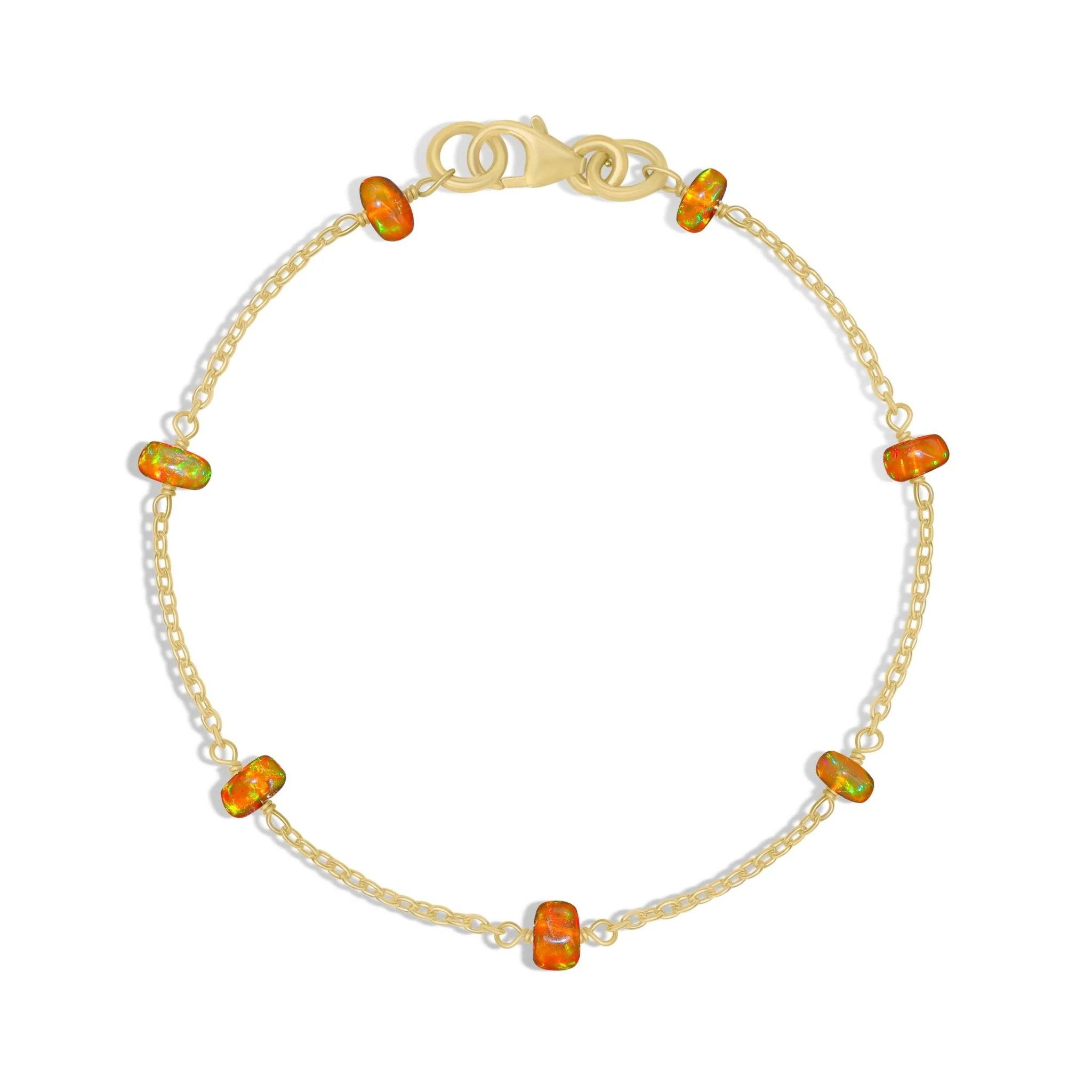 Organic Orange Opal Beads 6-8 Inch Chain Bracelet