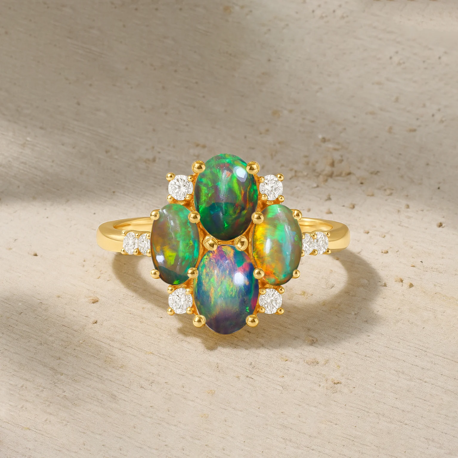 Oval Black Opal Cluster Ring in Sterling Silver Elegant 6x4mm Gem - Image 11