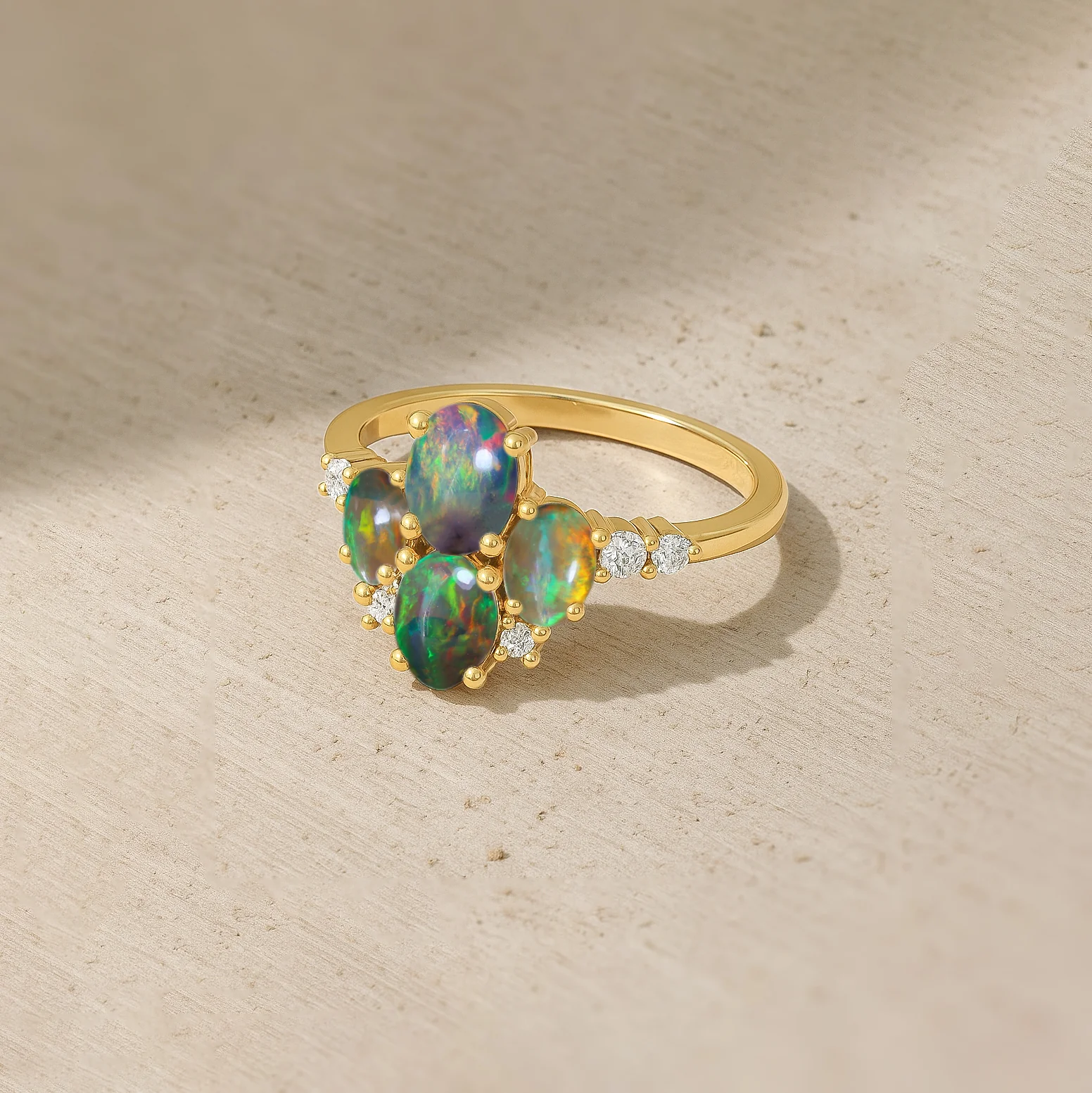 Oval Black Opal Cluster Ring in Sterling Silver Elegant 6x4mm Gem - Image 12