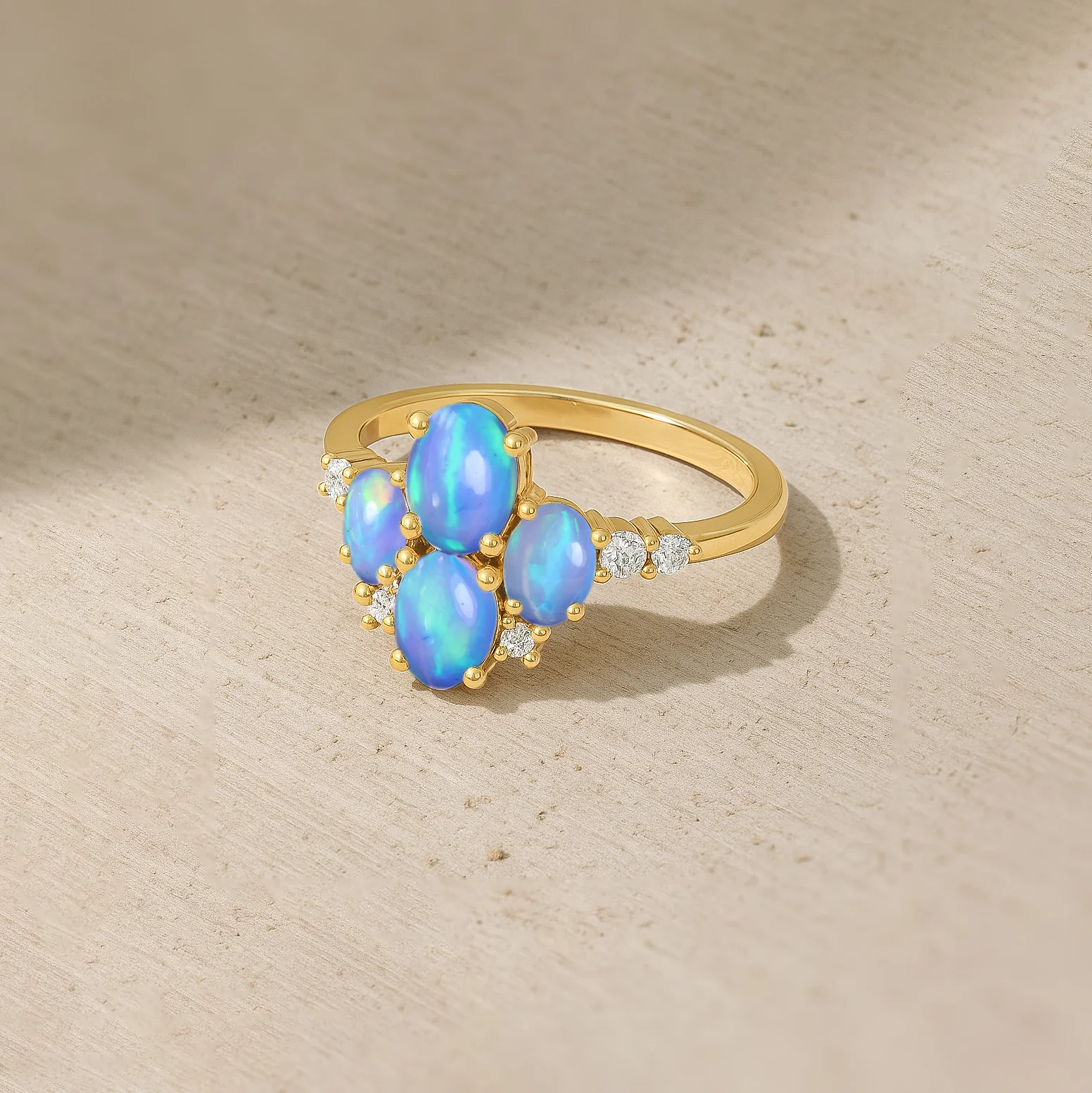 Oval Blue Opal Cluster Ring in Sterling Silver Elegant 6x4mm Gem - Image 12