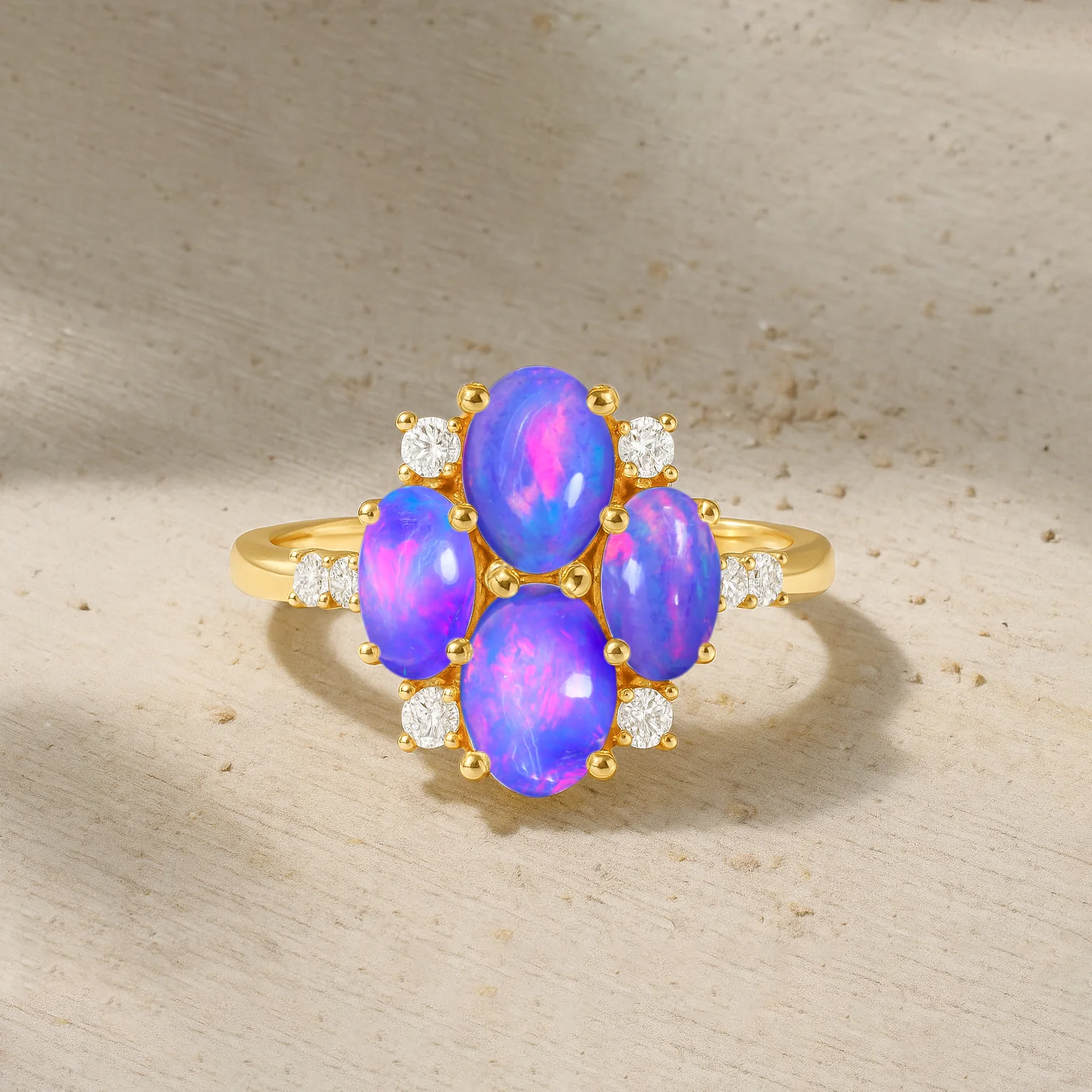 Oval Lavender Opal Cluster Ring in Sterling Silver Elegant 6x4mm Gem - Image 10