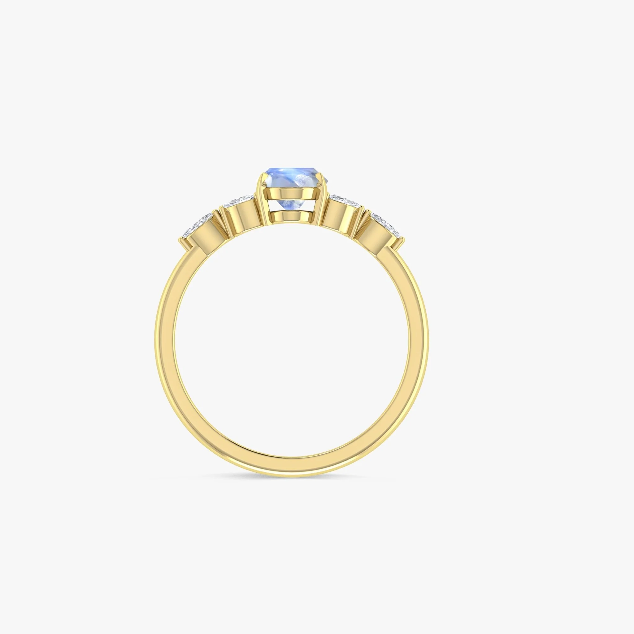 Oval Moonstone Leaf Ring in Silver & Gold - Image 7