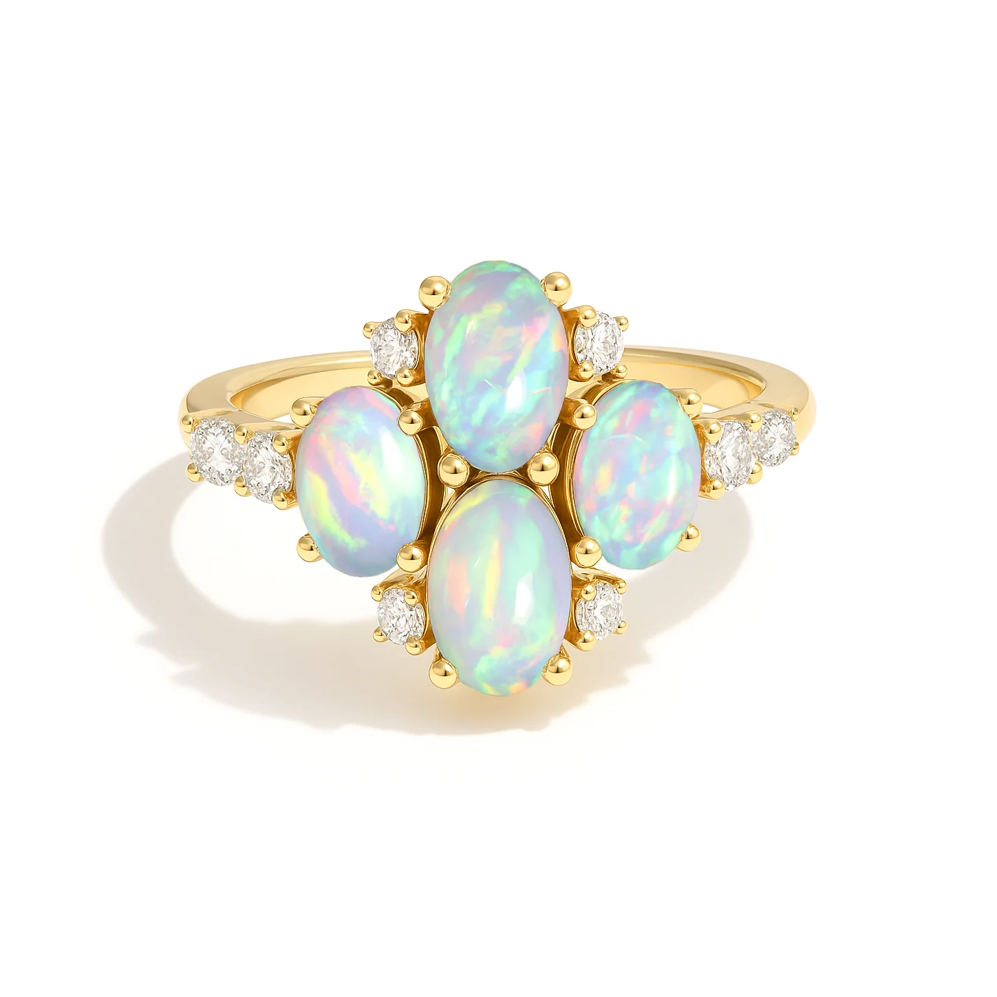 Oval White Opal Cluster Ring in Sterling Silver Elegant 6x4mm Gem - Image 7