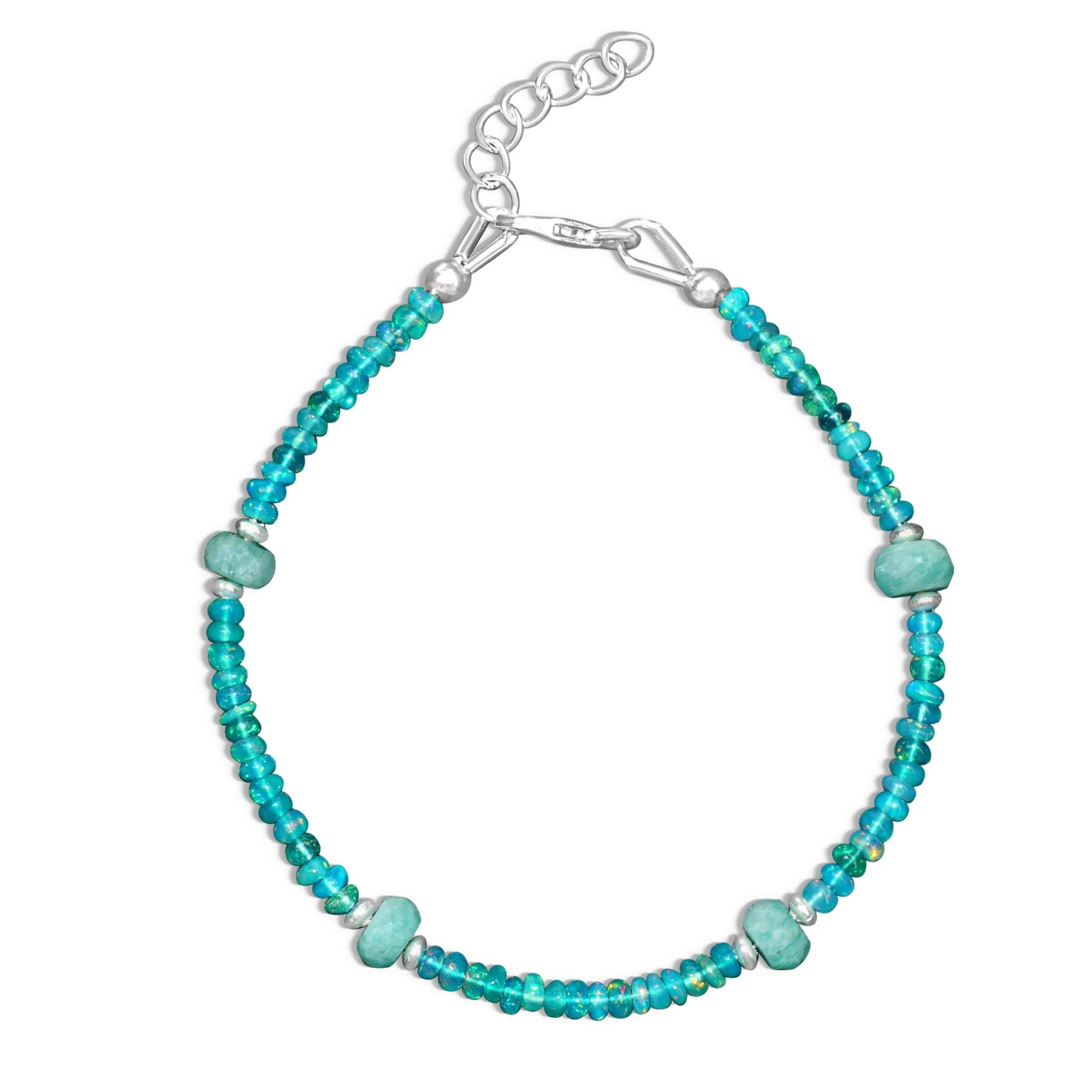 Paraiba fire opal beads with Amazonite beads bracelet