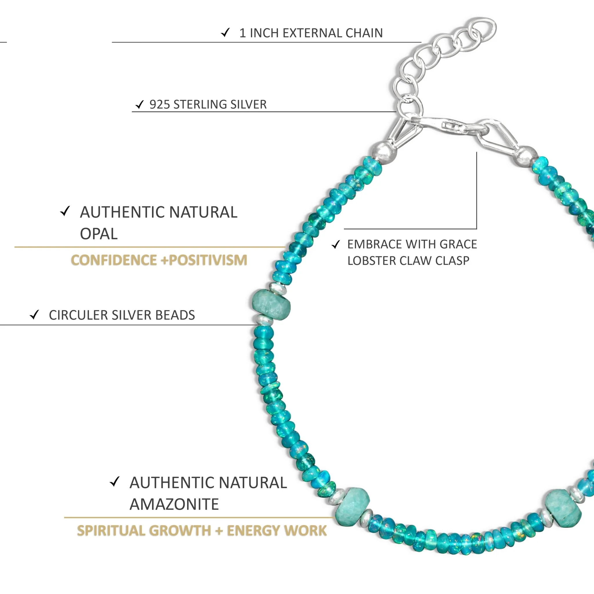 Paraiba fire opal beads with Amazonite beads bracelet - Image 4