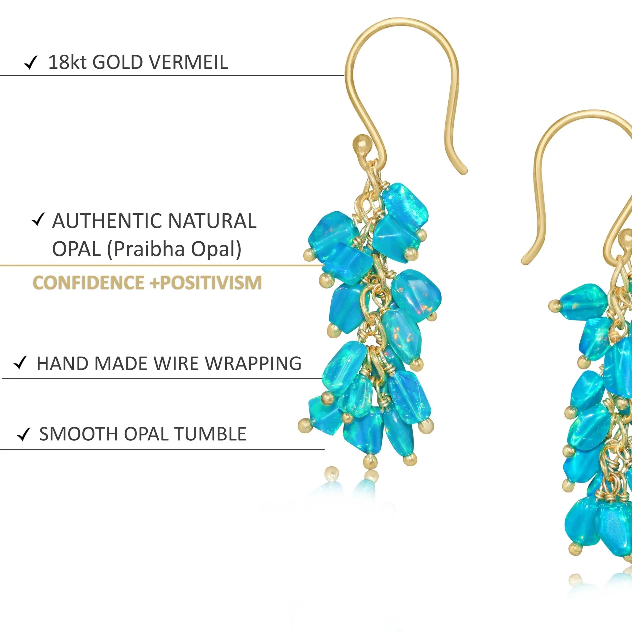 Paraiba Opal Beaded Cluster Earring with 925 Sterling Silver - Image 4