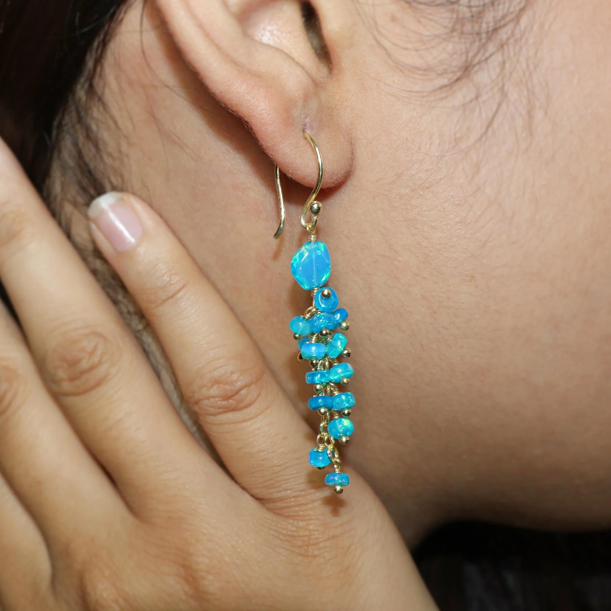 Paraiba Opal Handmade Drop and Dangle Earring - Image 2