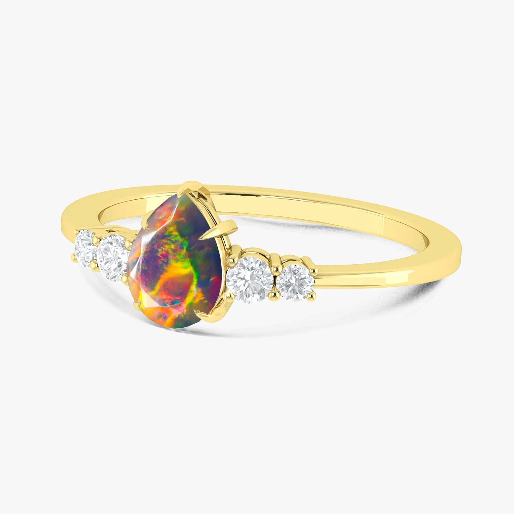 Pear Shape Black Opal Statement Solitaire Ring 7x5MM - Image 9