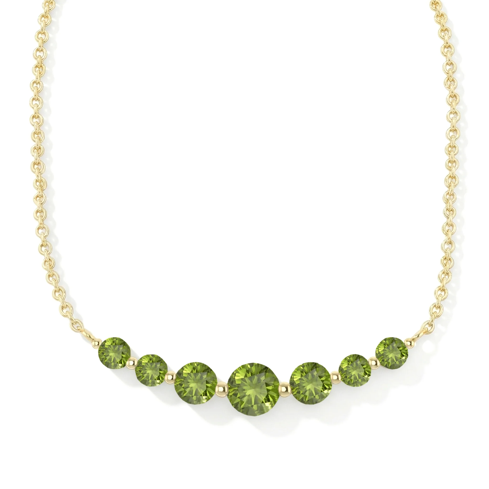 Peridot Curved Bar Necklace in 925 Sterling Silver 2.55ct - Image 7