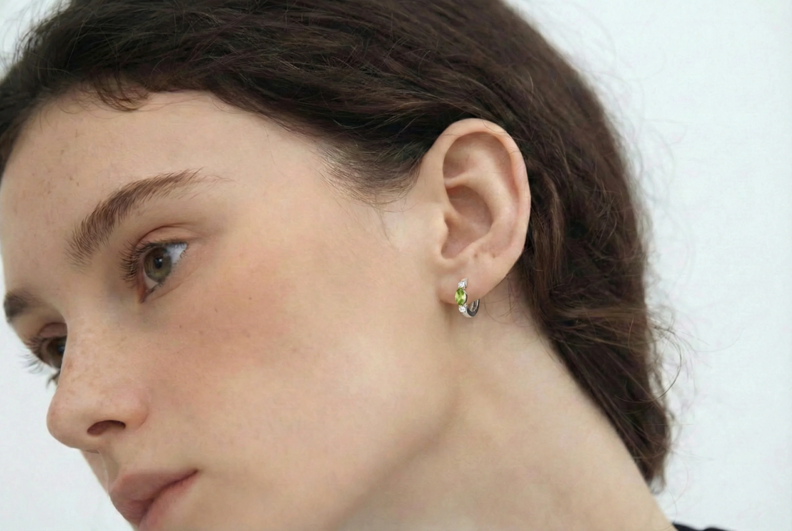Peridot Marquise Hoop Earring in 925 Sterling Silver 5x3 MM 1 -ct. - Image 5