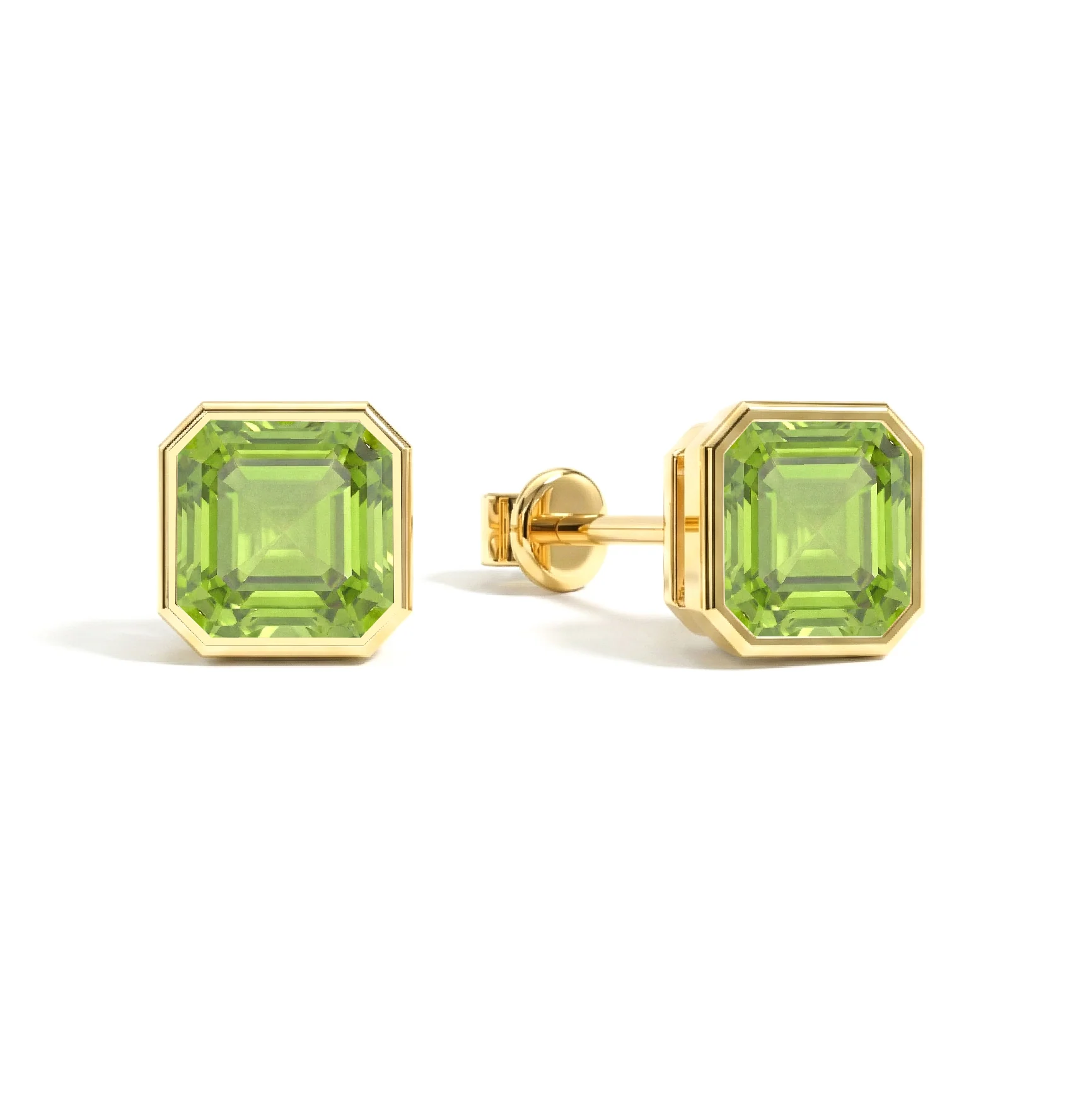 Peridot Octagon Stud Earring in 925 Sterling Silver 6MM 2ct. - Image 8