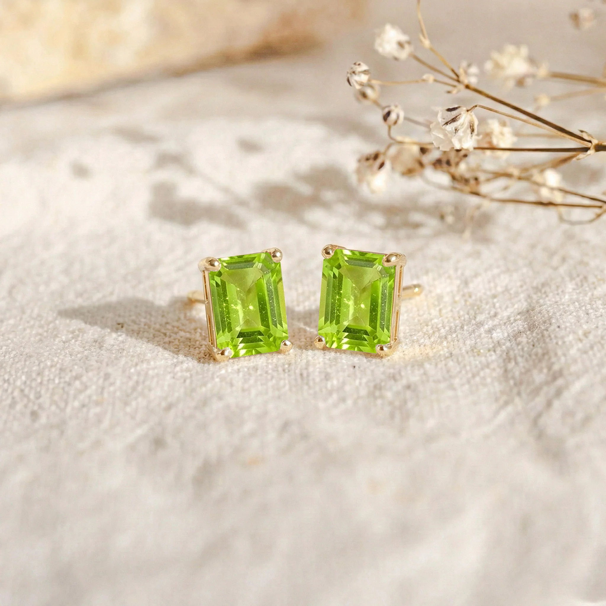 Luxury Peridot Octagon Stud Earrings in 925 Sterling Silver 5.35ct - Image 5