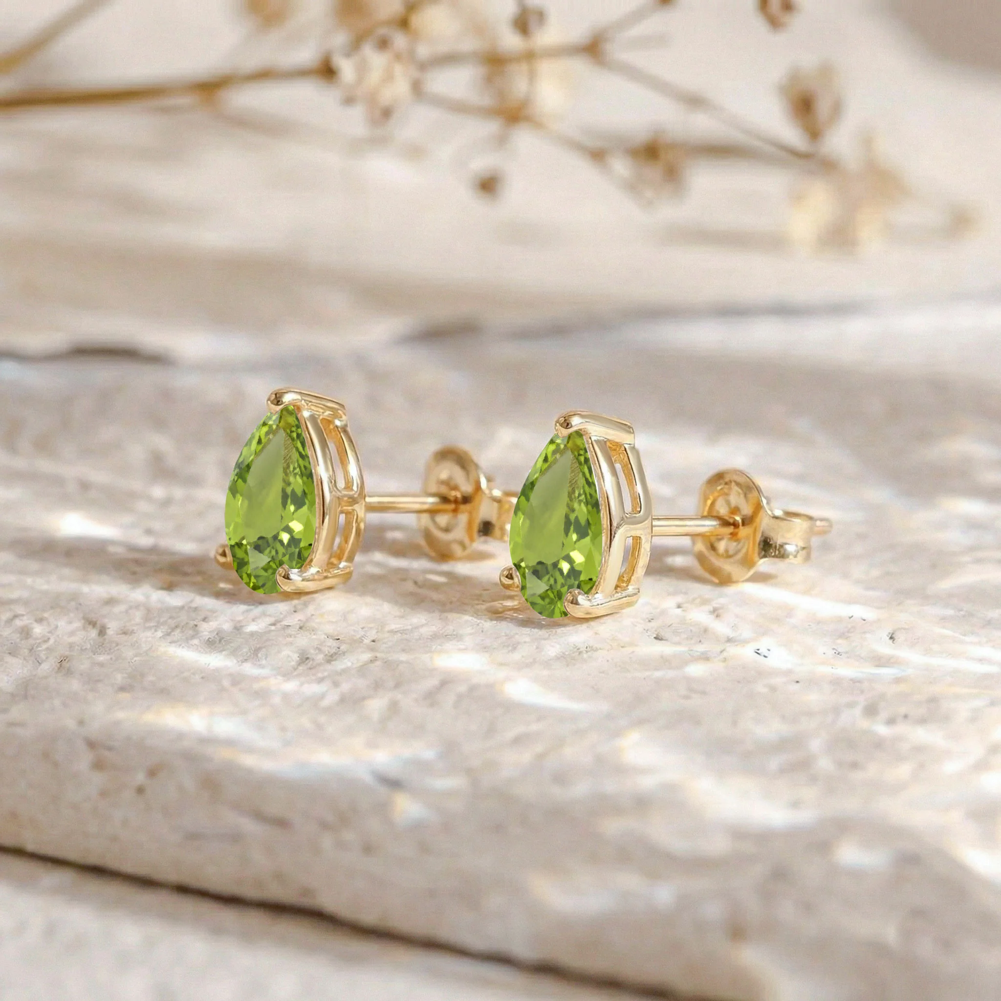 Peridot Pear Solitaire Stud Earring in 925 Sterling Silver 10X8 MM 5.35ct - Image 10