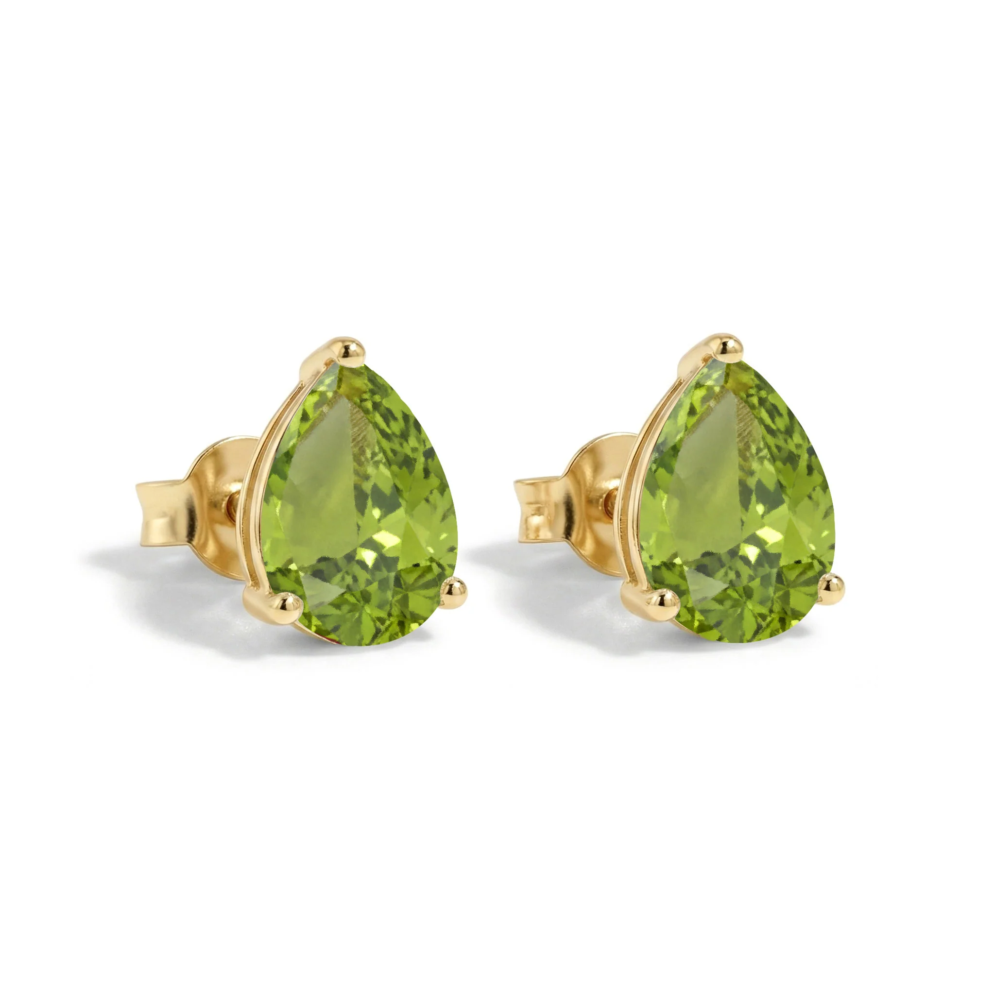 Peridot Pear Solitaire Stud Earring in 925 Sterling Silver 10X8 MM 5.35ct - Image 8