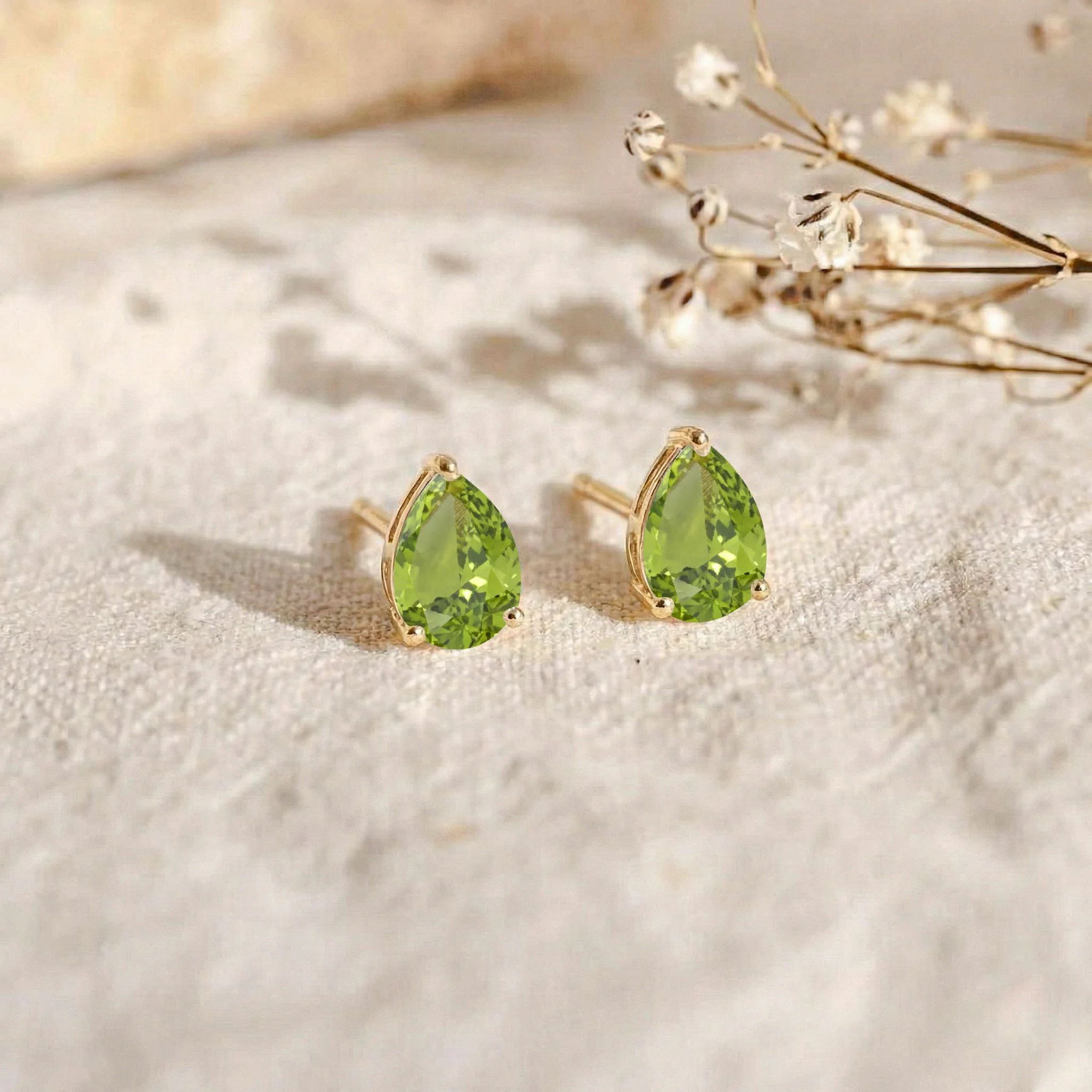 Peridot Pear Solitaire Stud Earring in 925 Sterling Silver 10X8 MM 5.35ct - Image 9