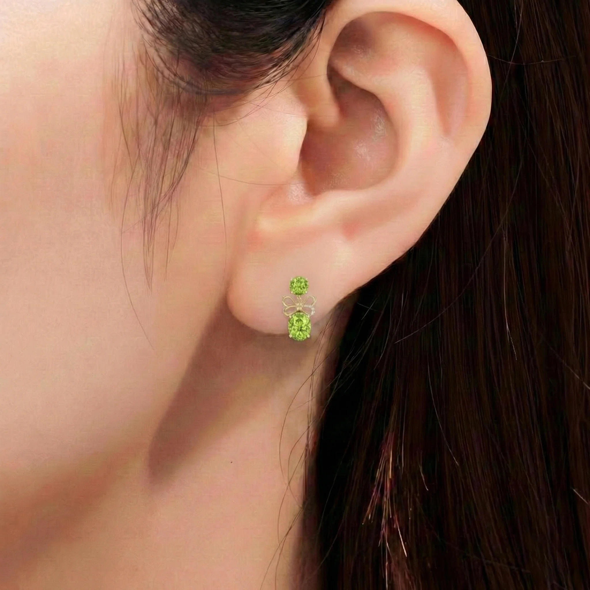 Peridot Round and Oval Stud Earring in 925 Sterling Silver 6 MM 5-ct. - Image 11