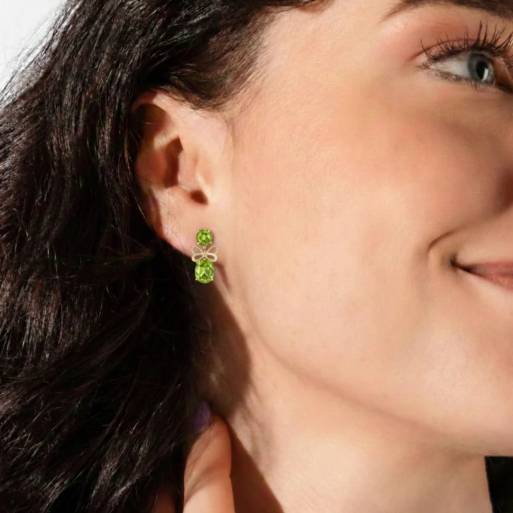 Peridot Round and Oval Stud Earring in 925 Sterling Silver 6 MM 5-ct. - Image 12