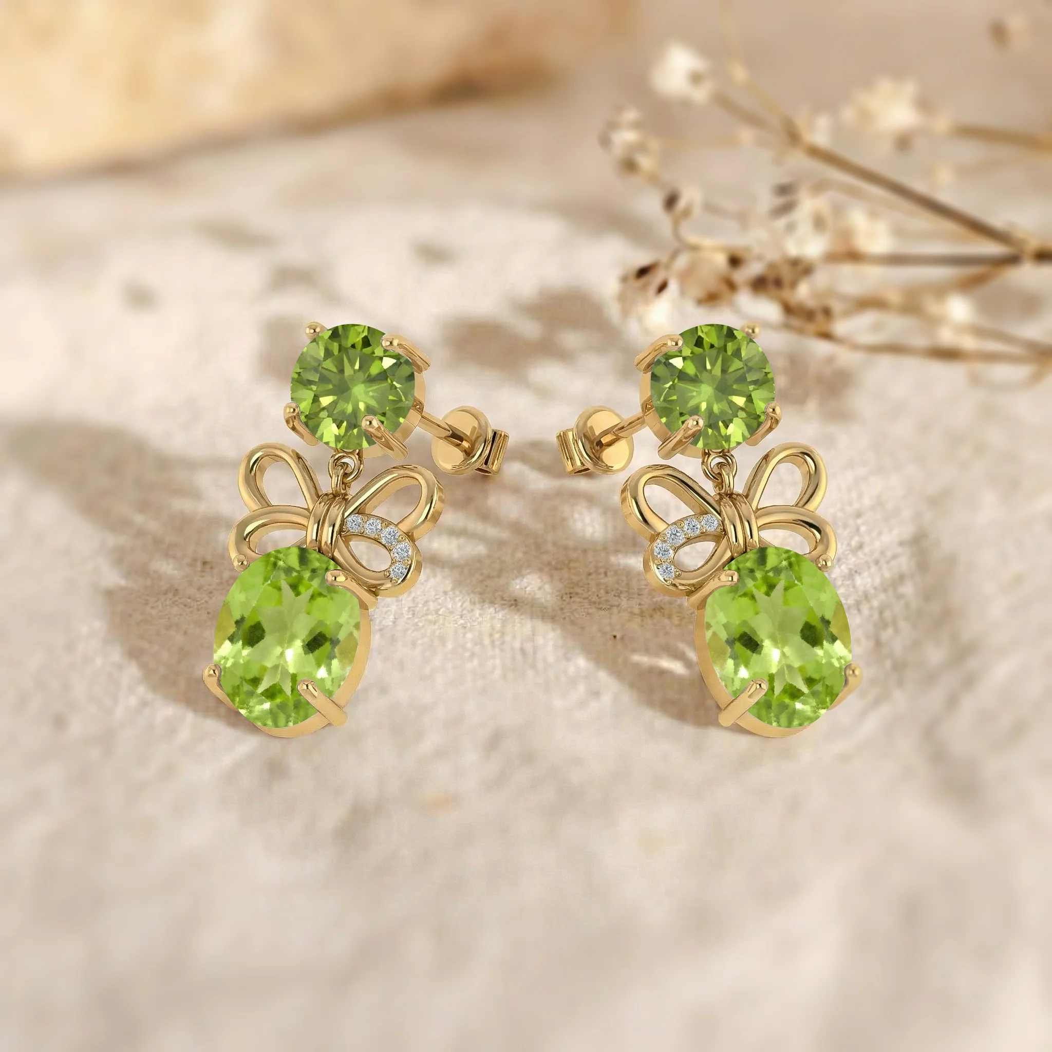 Peridot Round and Oval Stud Earring in 925 Sterling Silver 6 MM 5-ct. - Image 14
