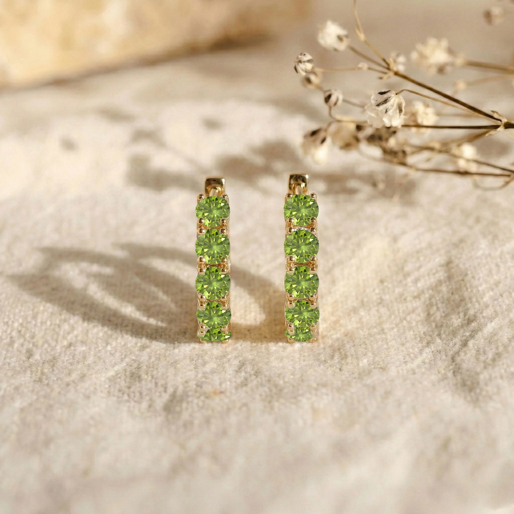 Peridot Round Hoop Earrings in 925 Sterling Silver 3MM 3ct - Image 11