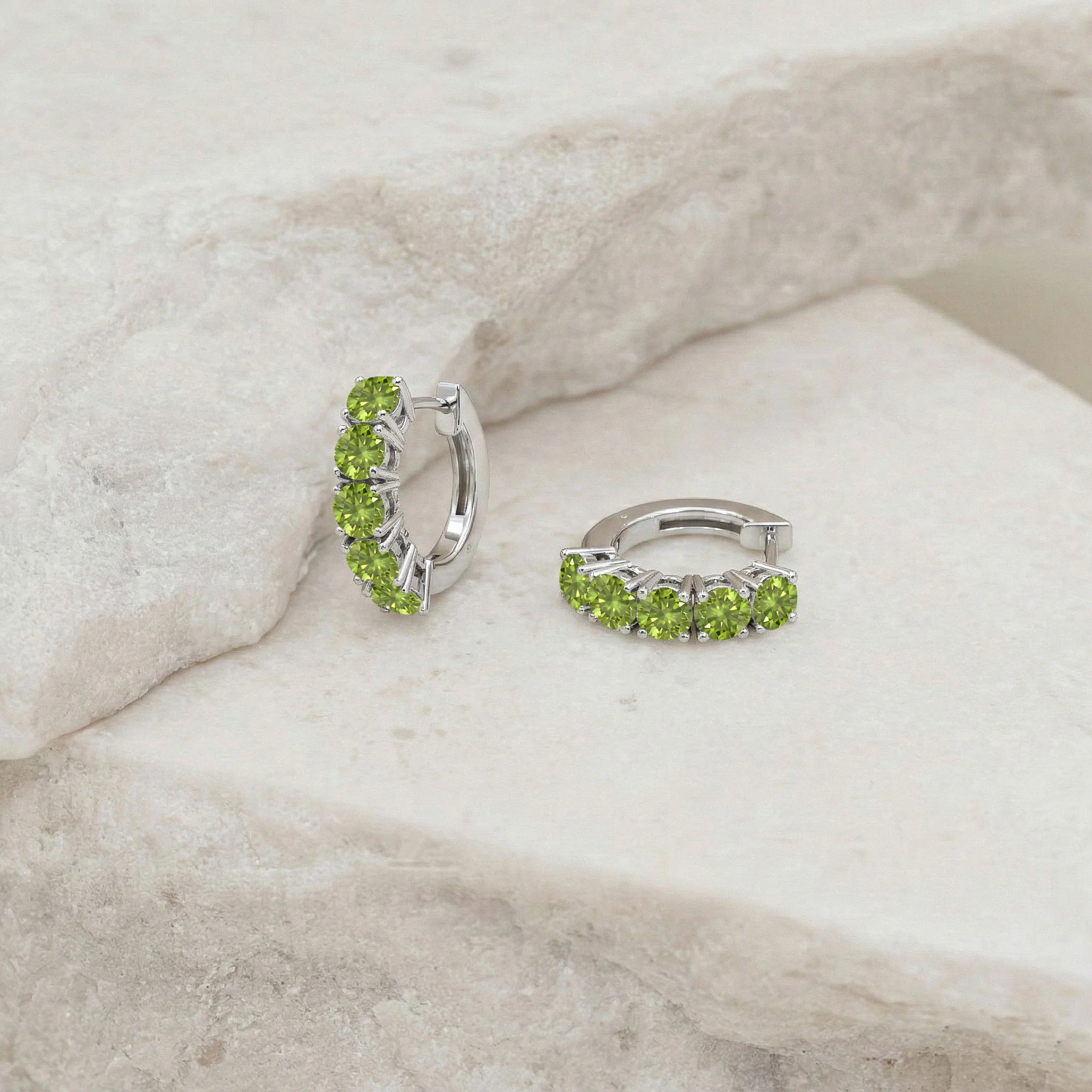 Peridot Round Hoop Earrings in 925 Sterling Silver 3MM 3ct - Image 4