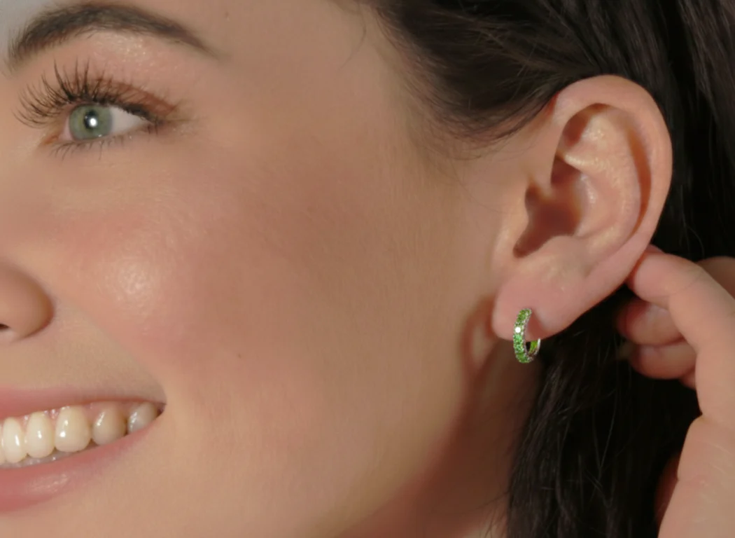 Peridot Round Hoop Earrings in 925 Sterling Silver 3MM 3ct - Image 6