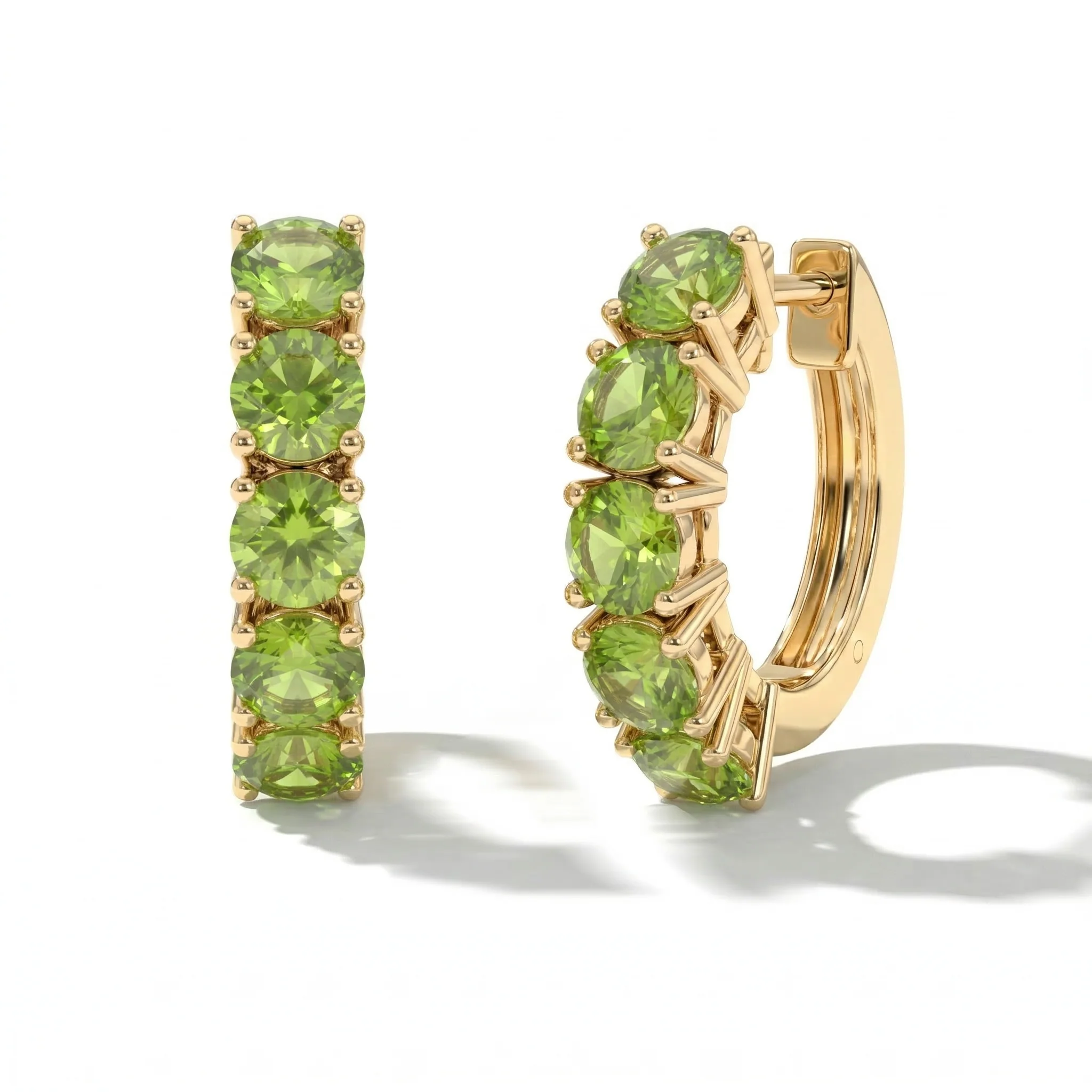 Peridot Round Hoop Earrings in 925 Sterling Silver 3MM 3ct - Image 8