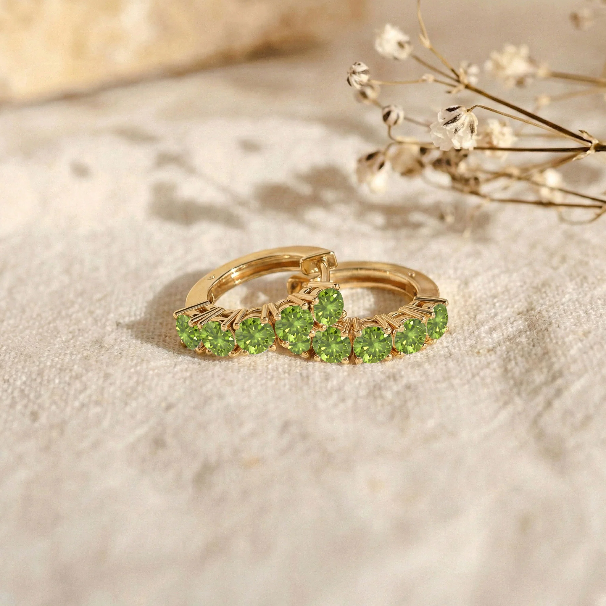 Peridot Round Hoop Earrings in 925 Sterling Silver 3MM 3ct - Image 9