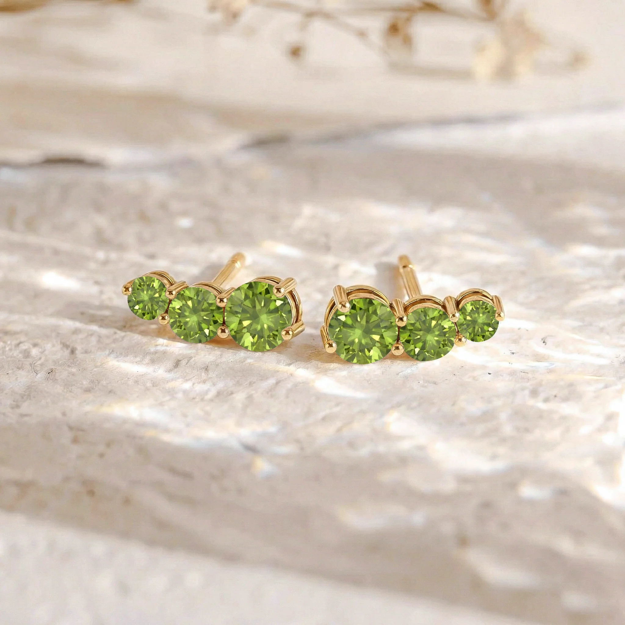 Peridot Round Stud Earring in 925 Sterling Silver 5X4X3MM 1.40 ct. - Image 10