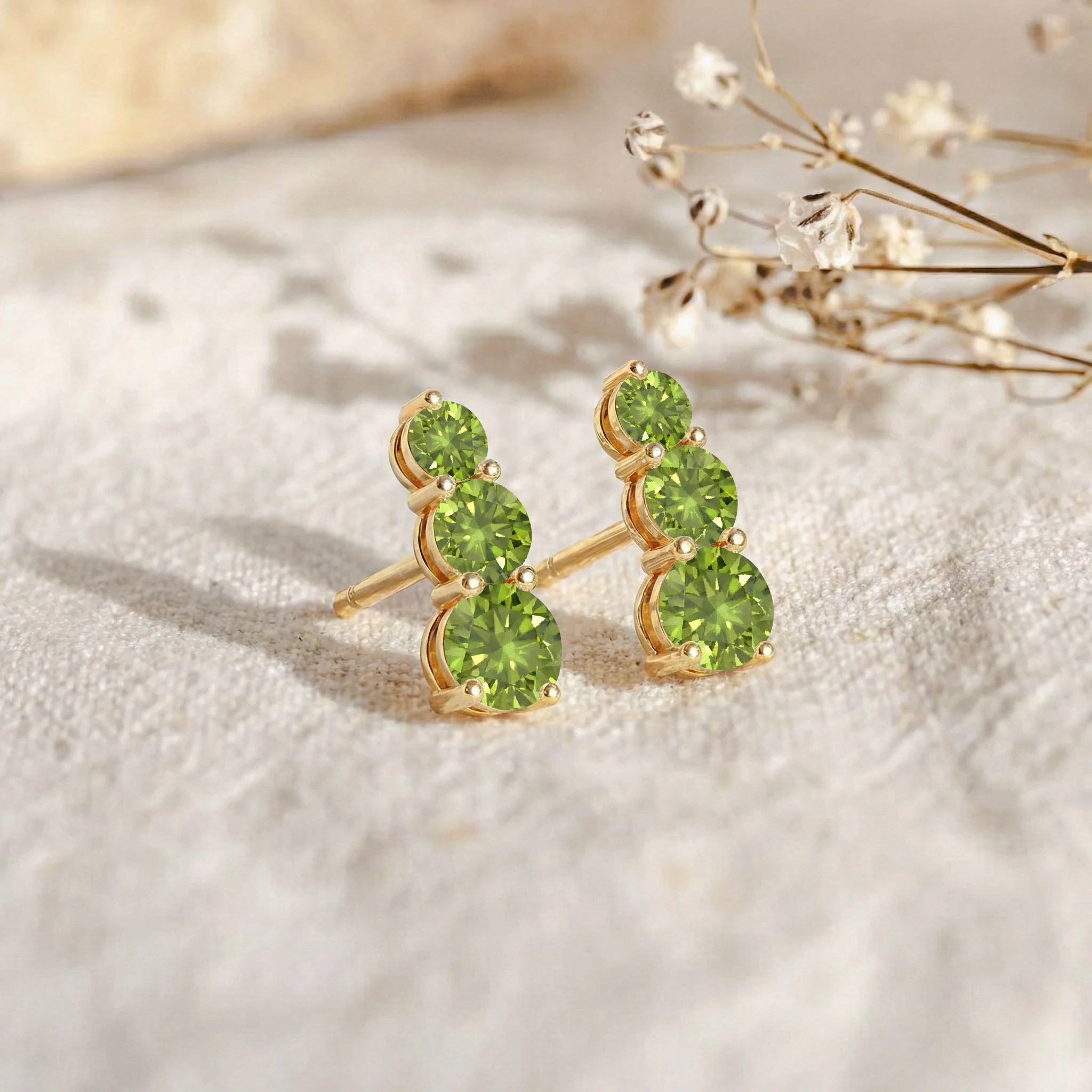 Peridot Round Stud Earring in 925 Sterling Silver 5X4X3MM 1.40 ct. - Image 11