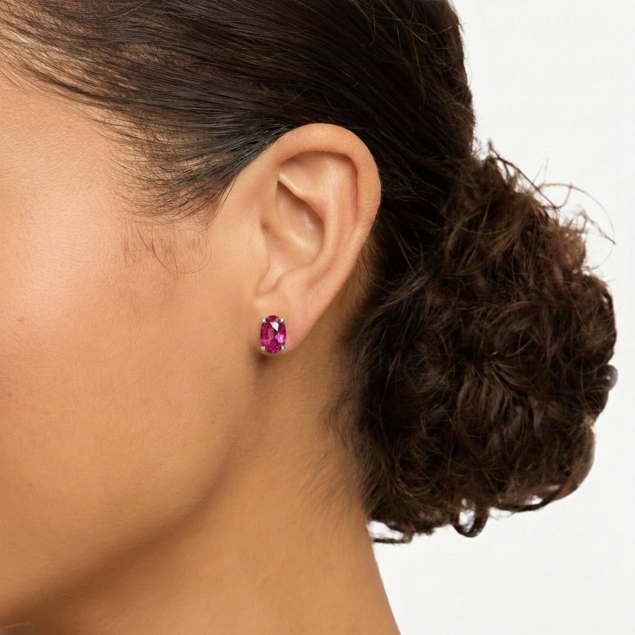 Pink tourmaline Oval Solitaire Stud Earrings in 925 Sterling Silver 5.35ct - Image 14