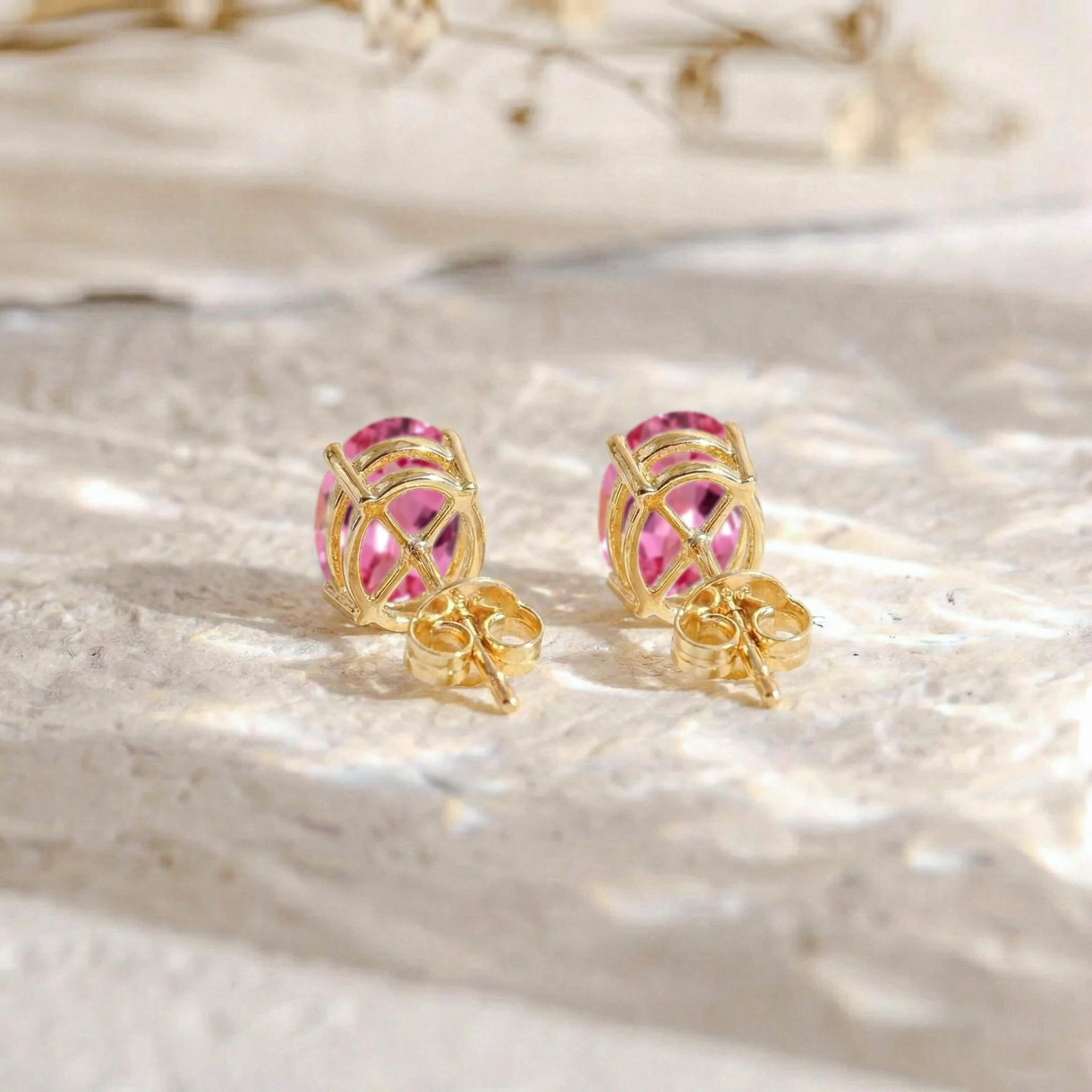 Pink tourmaline Oval Solitaire Stud Earrings in 925 Sterling Silver 5.35ct - Image 6