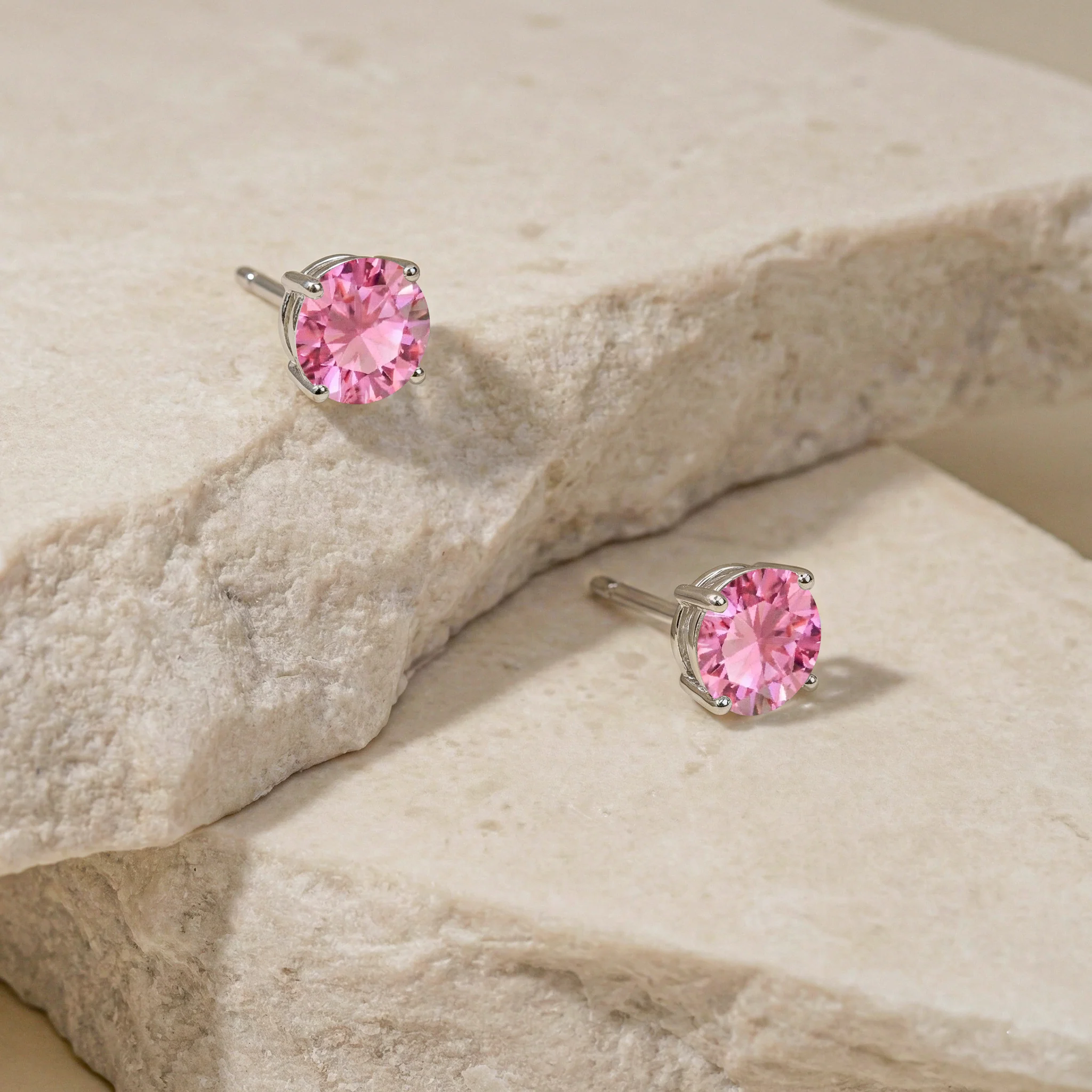 Pink tourmaline Round Stud Earrings in 925 Sterling Silver 5.15ct - Image 5