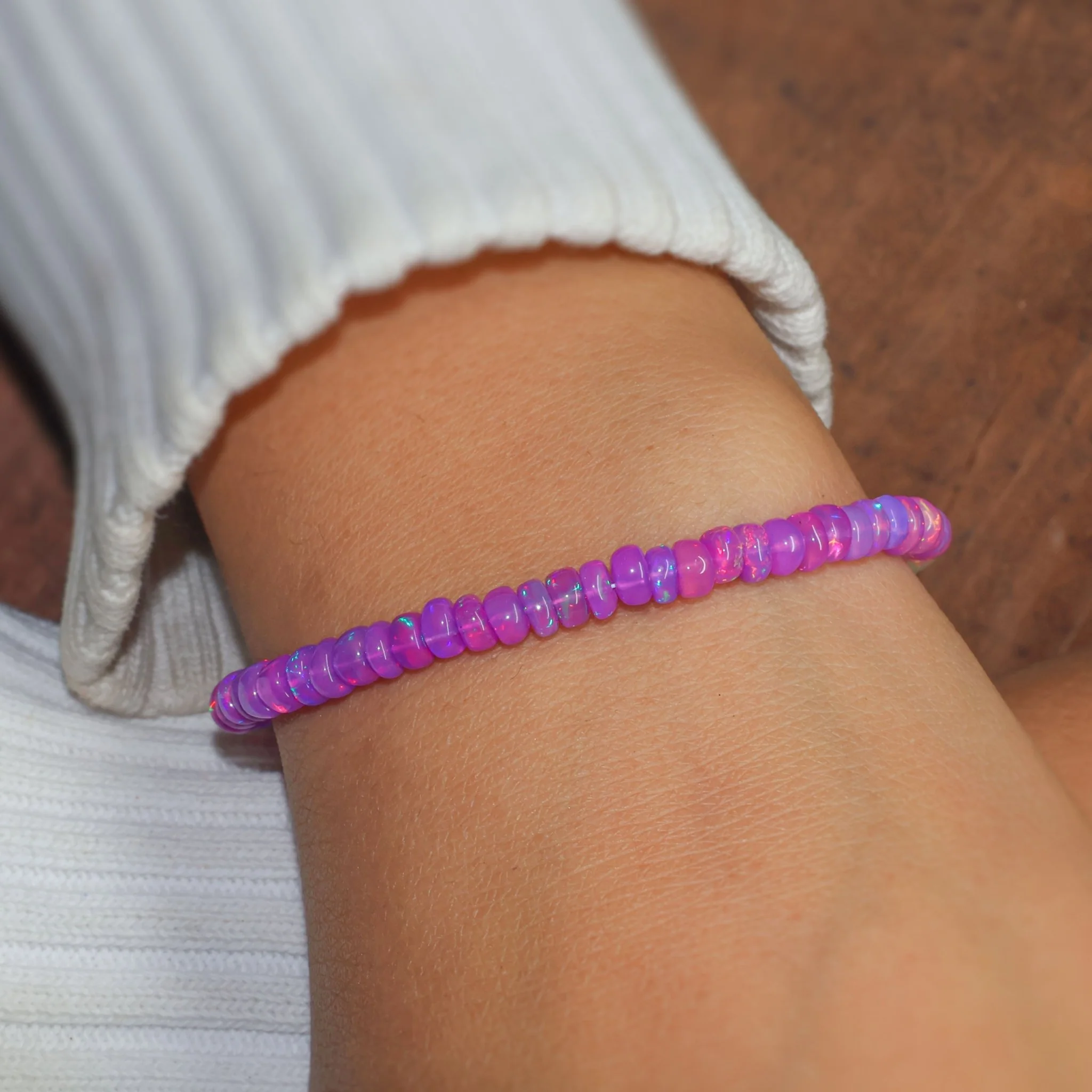 Purple Opal Plain Shaded Beaded Bracelet Natural Birthstone - Image 2