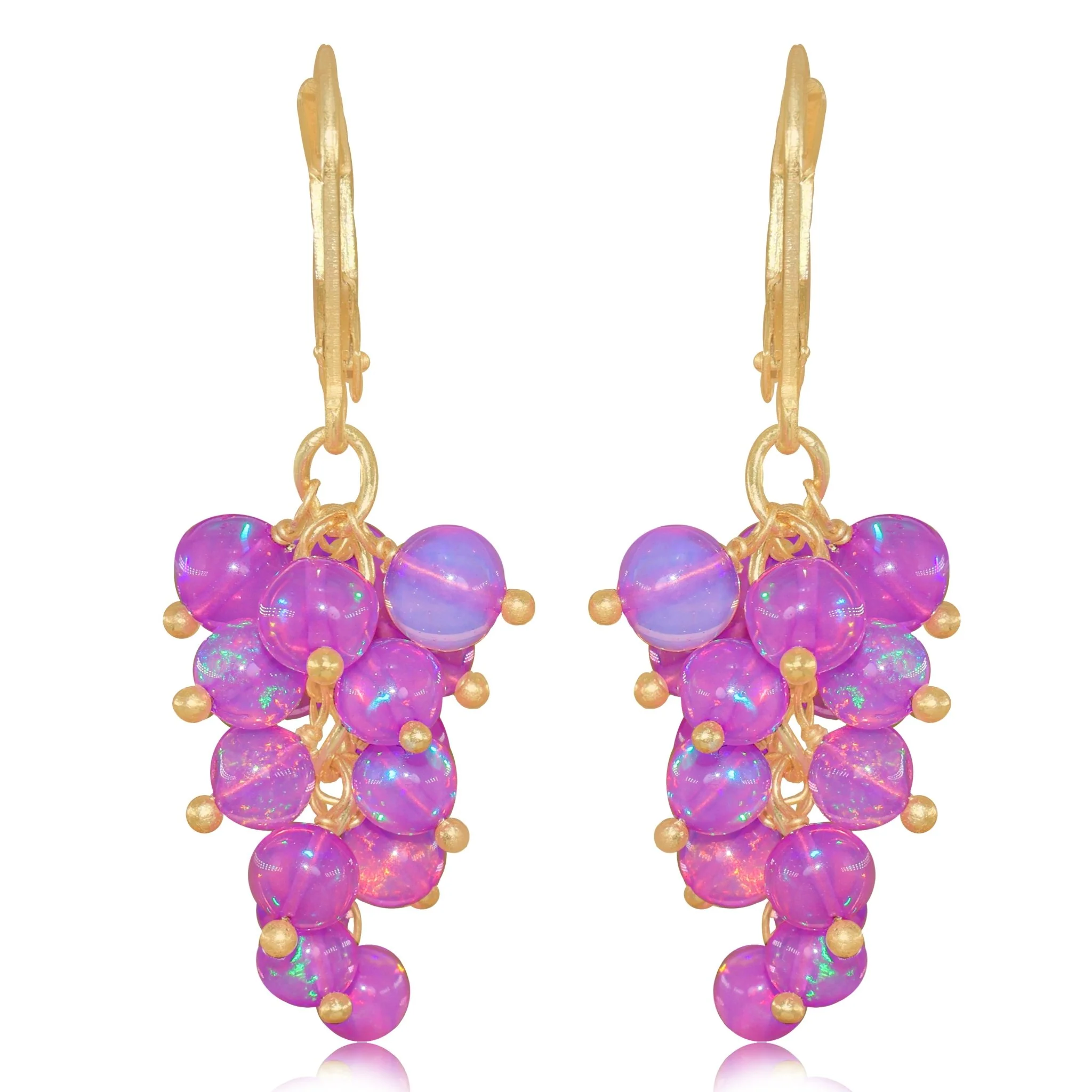 Purple Opal Earrings – Ethiopian Opal Beads | Minimalist Handmade Gemstone Jewelry