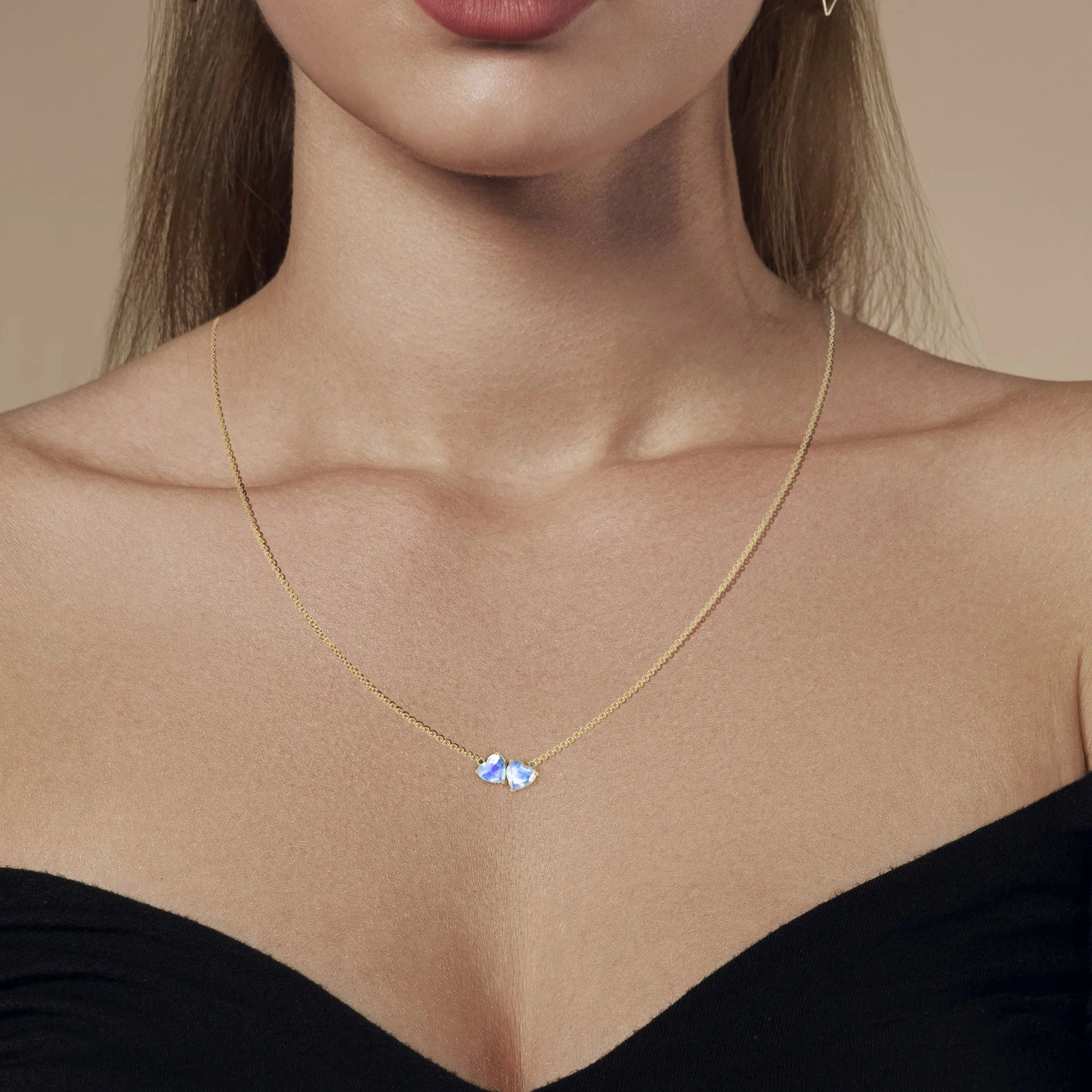 Rainbow Moonstone Dual Heart Pendant - Image 5