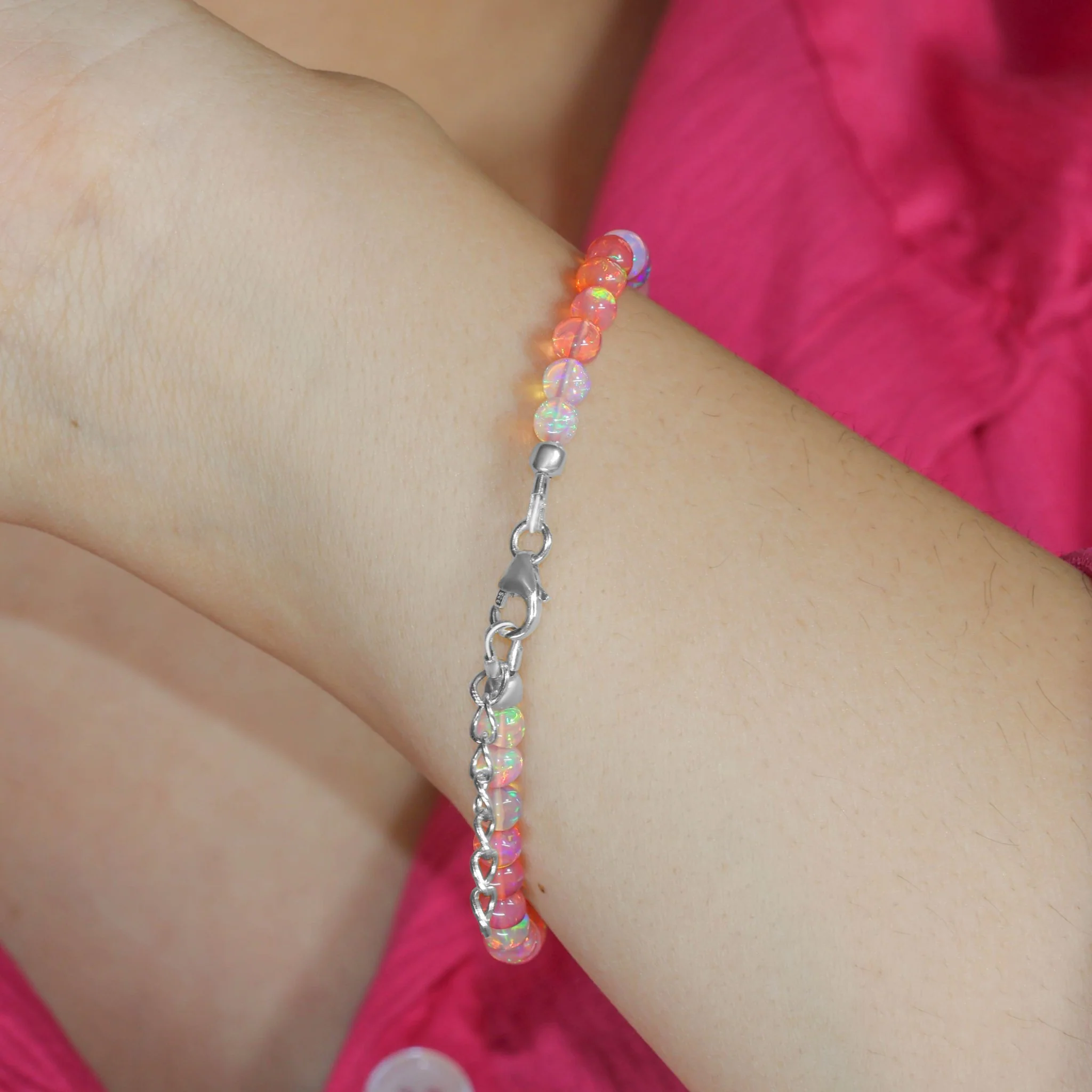 Red Opal Beaded Bracelet for Women - Image 3