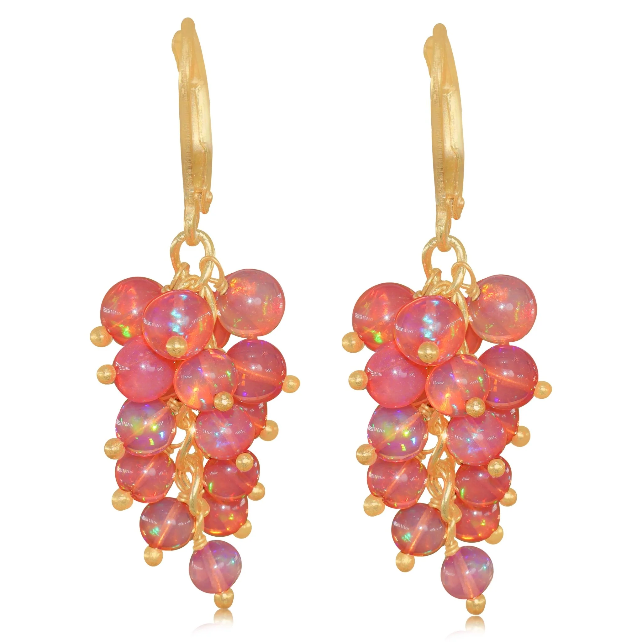 Red Opal Earrings – Ethiopian Opal Cluster | Handmade Gemstone Jewelry for Women