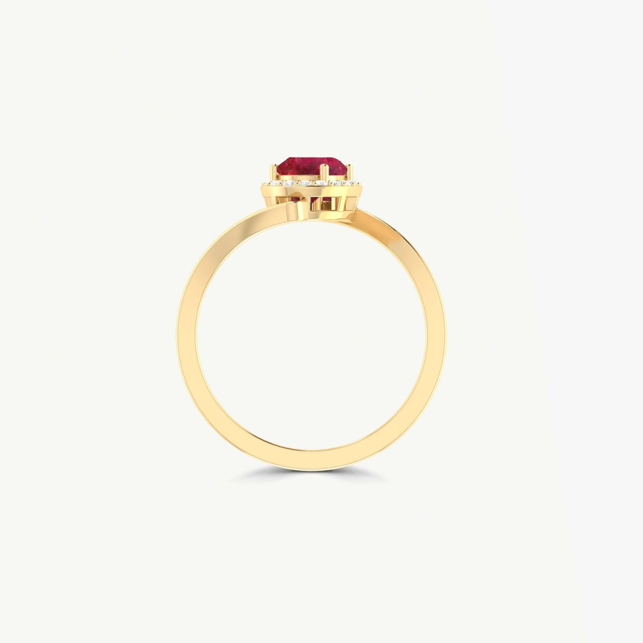 Red Rose Ruby oval shape in prong sett unique design ring - Image 5