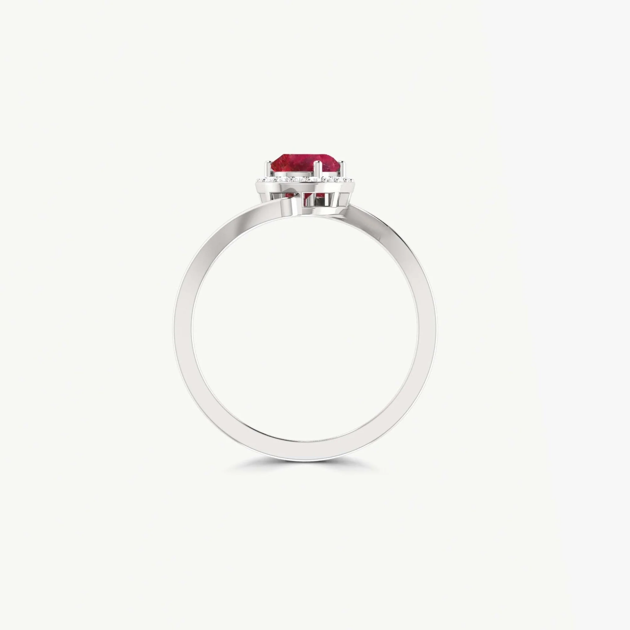 Red Rose Ruby oval shape in prong sett unique design ring - Image 8
