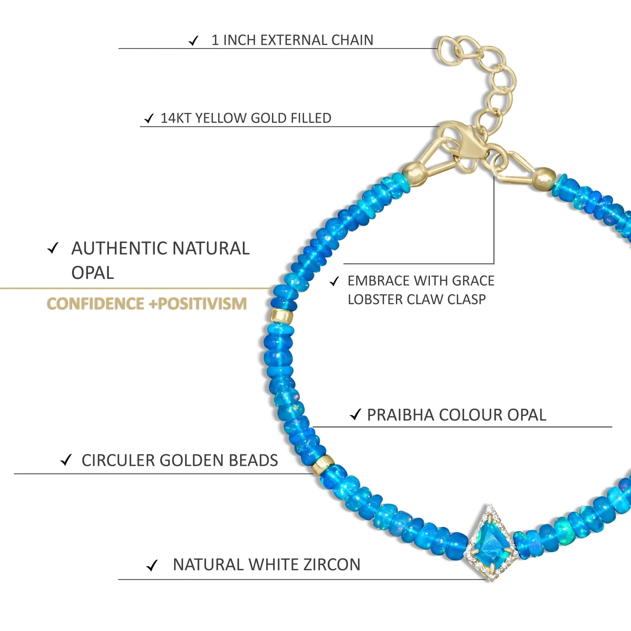 Rondelle Paraiba fire opal beaded with a kite charm bracelet - Image 3