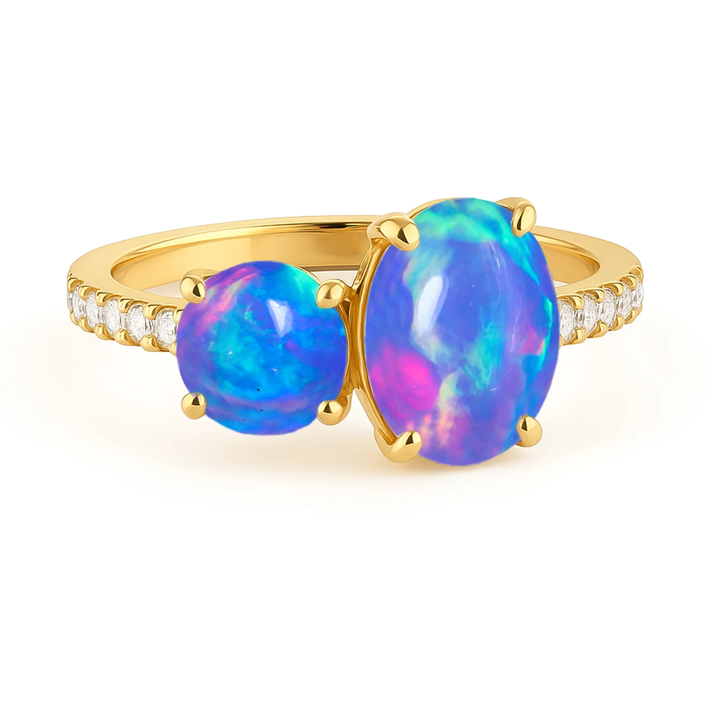 Round 1.70 Ct Lavender Opal Two Stone Sterling Silver Ring - Image 5