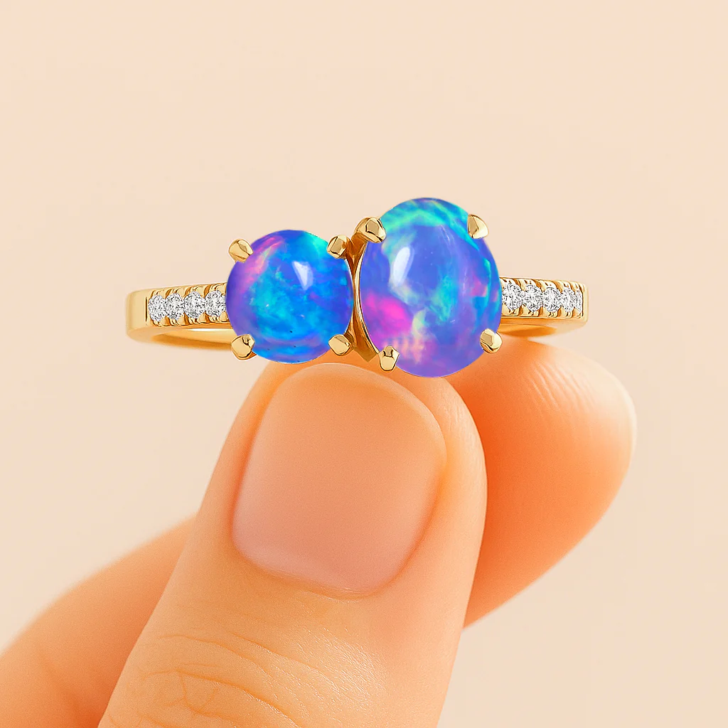 Round 1.70 Ct Lavender Opal Two Stone Sterling Silver Ring - Image 7