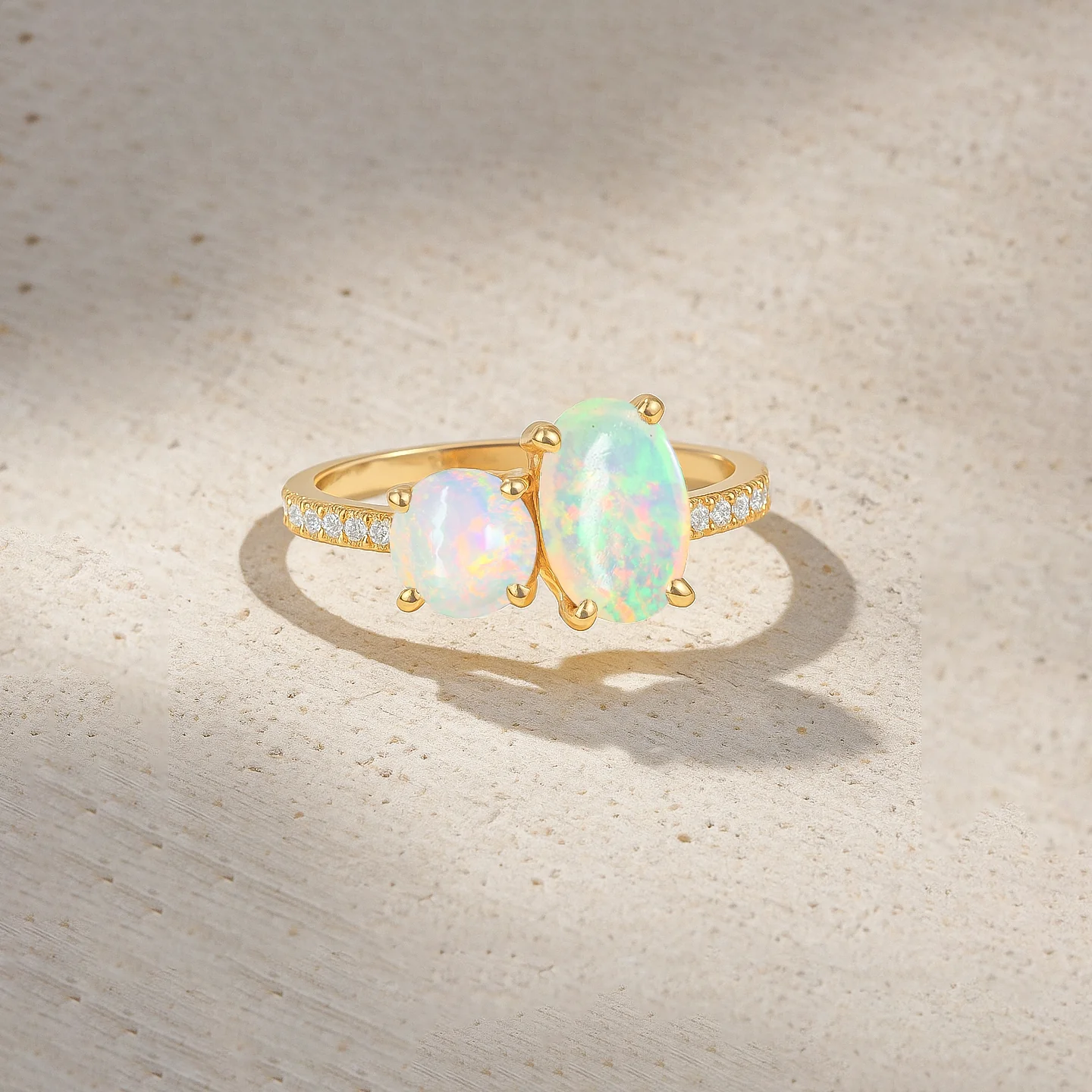 Round 1.70 Ct White Opal Two Stone Sterling Silver Ring - Image 13