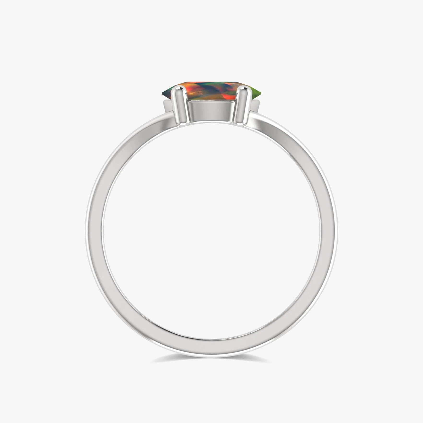 Round Faceted Black Opal Stone Statement Ring - Image 2