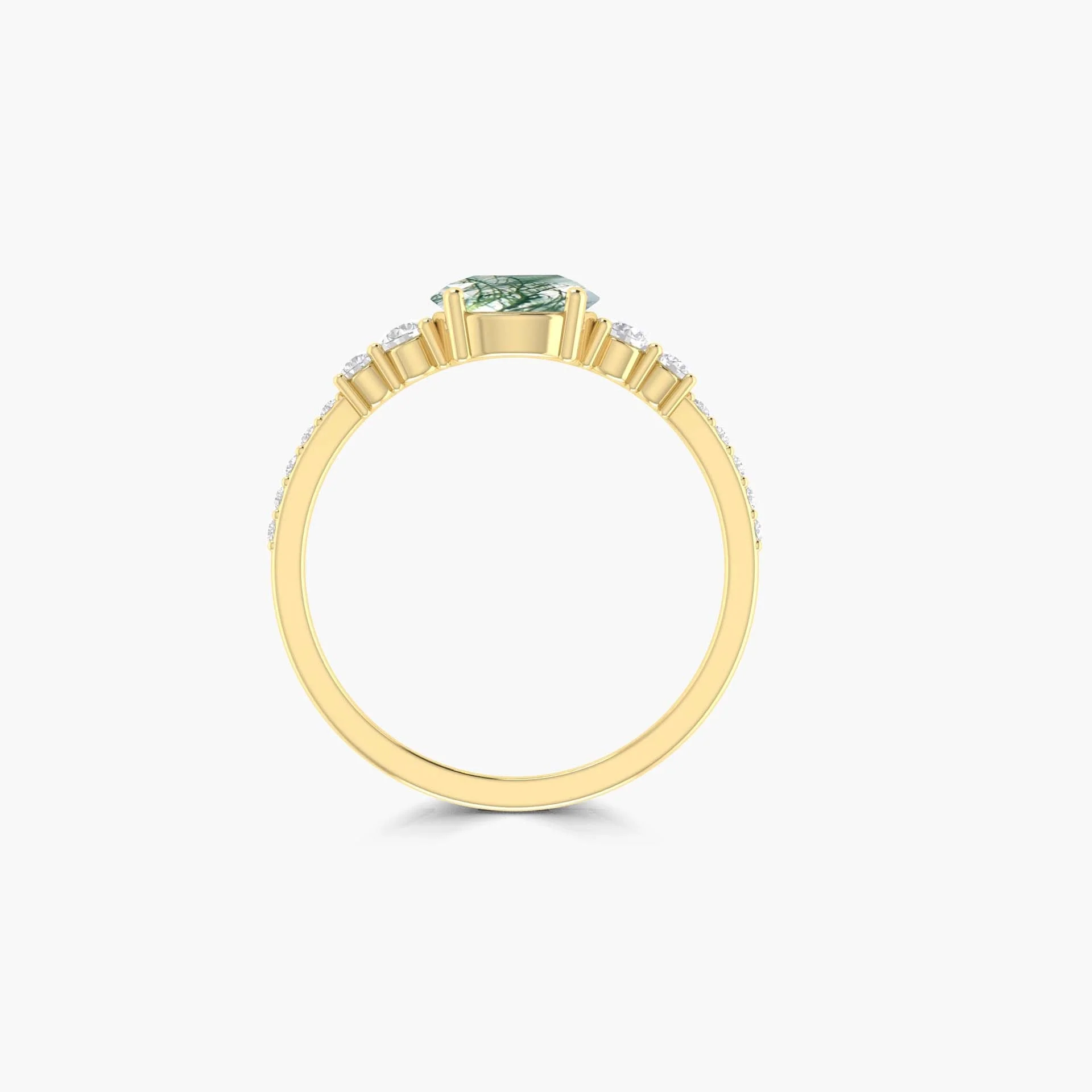 Round Moss Agate Gold wedding ring for women - Image 5