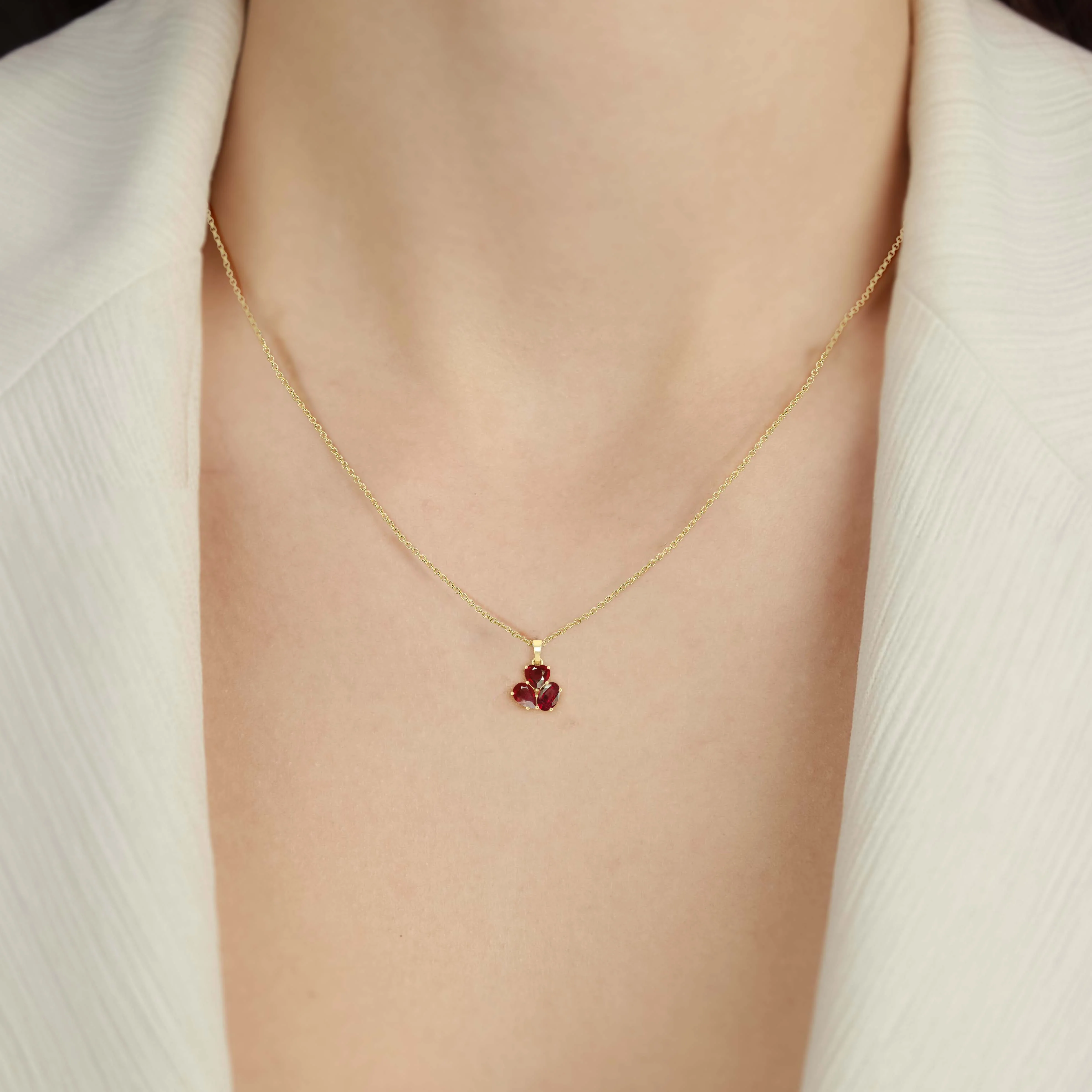 Ruby 3 Stone Heart Pendant Necklace in 925 Sterling Silver 1.65ct - Image 8