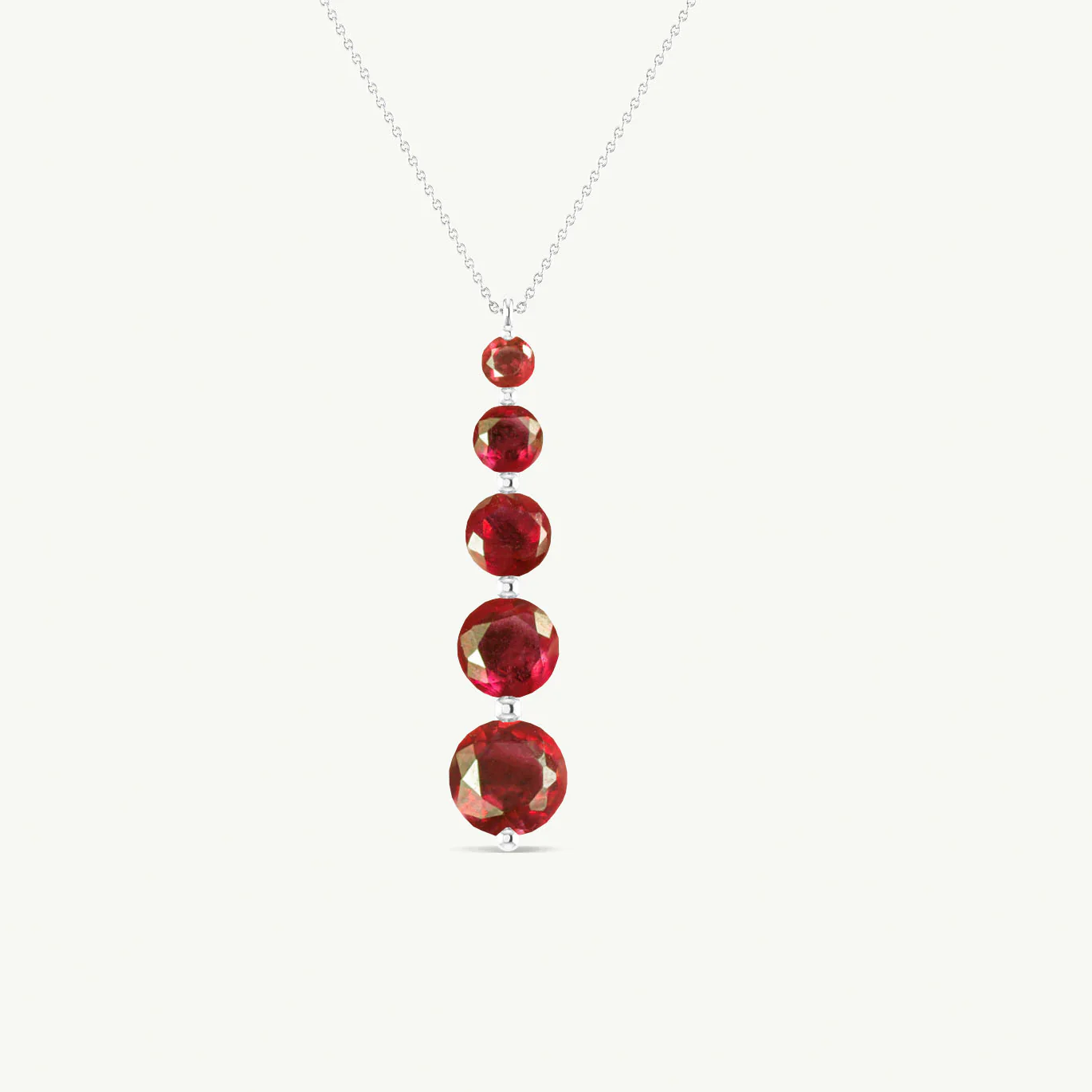 Ruby 5 Stone Bar Pendant Necklace in 925 Sterling Silver 4ct