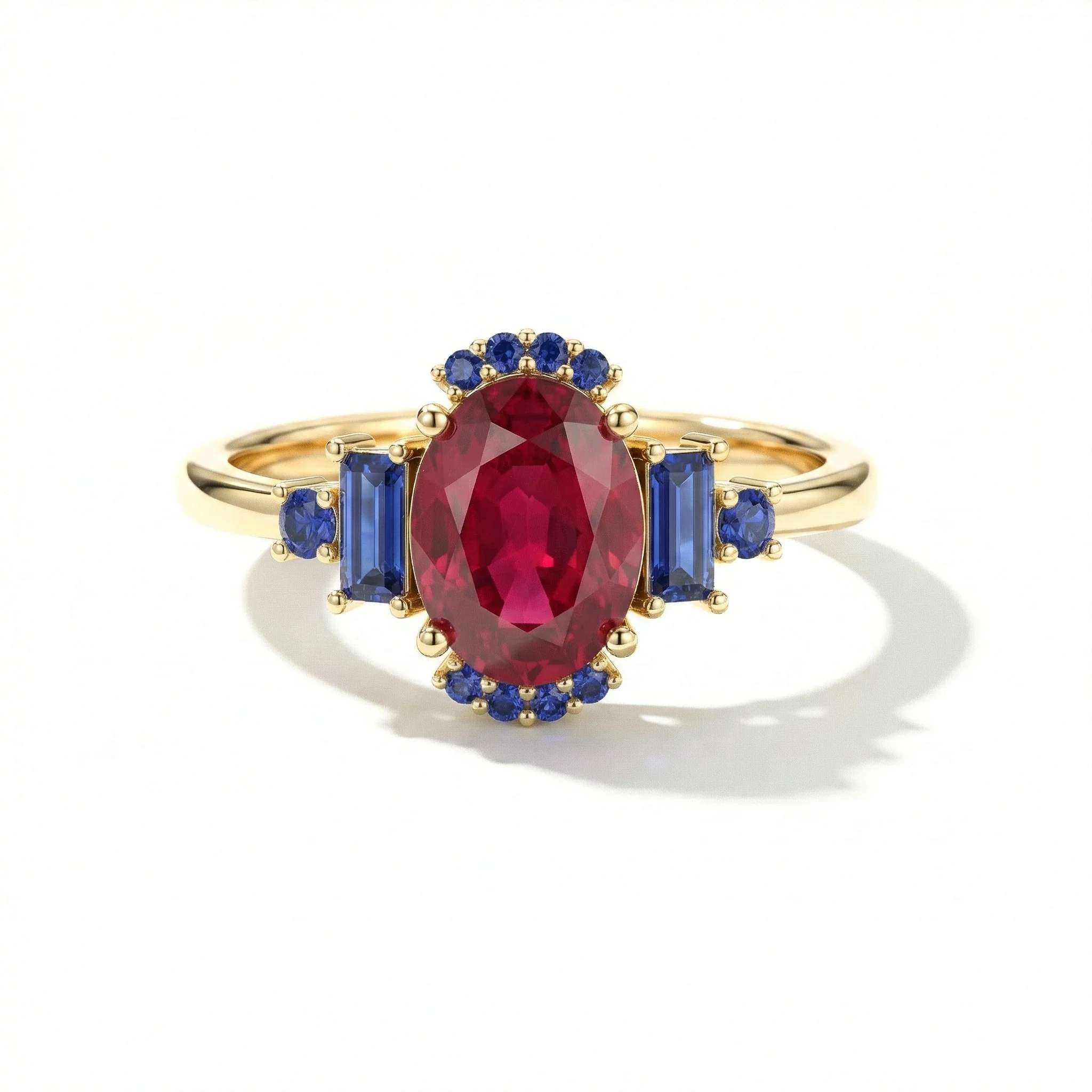 Ruby Blue Sapphire Bridal Ring | Sterling Silver Engagement Jewelry for Women - Image 5