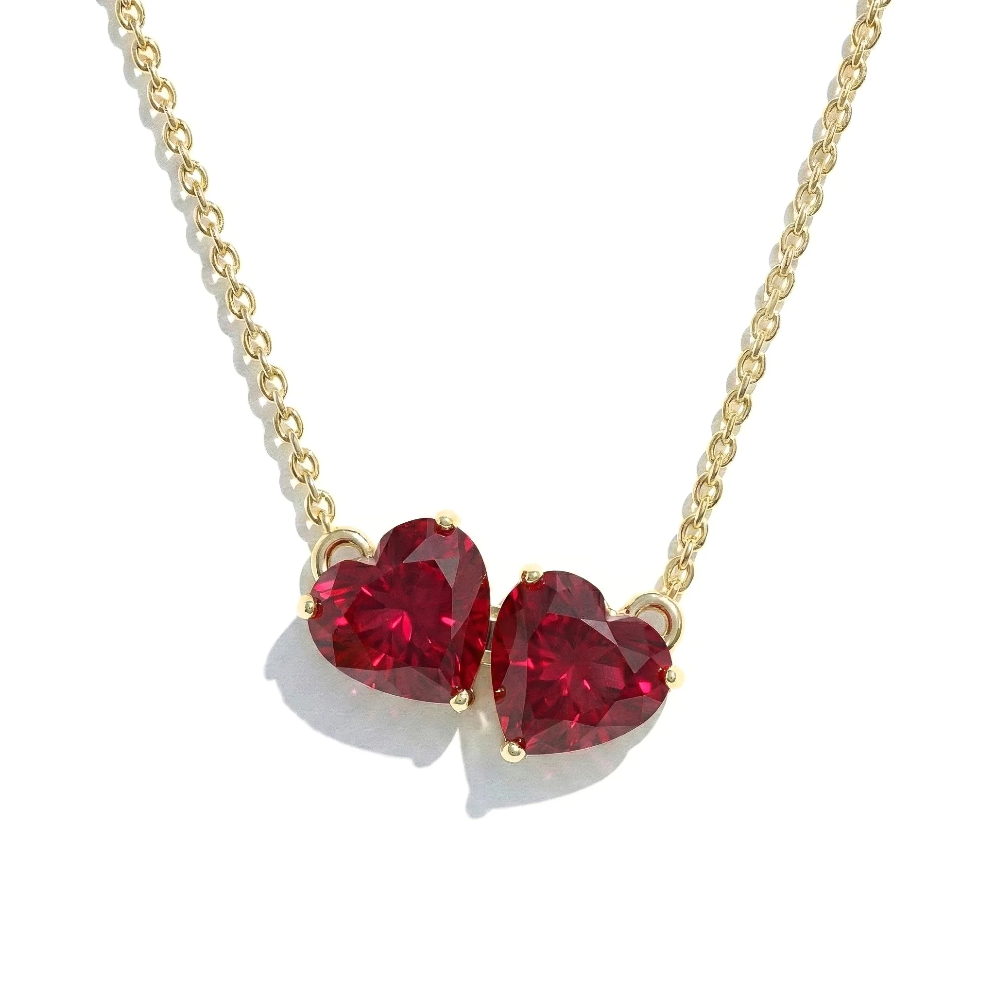 Ruby Double Heart Pendant Necklace in 925 Sterling Silver 5 MM 1.3ct - Image 8