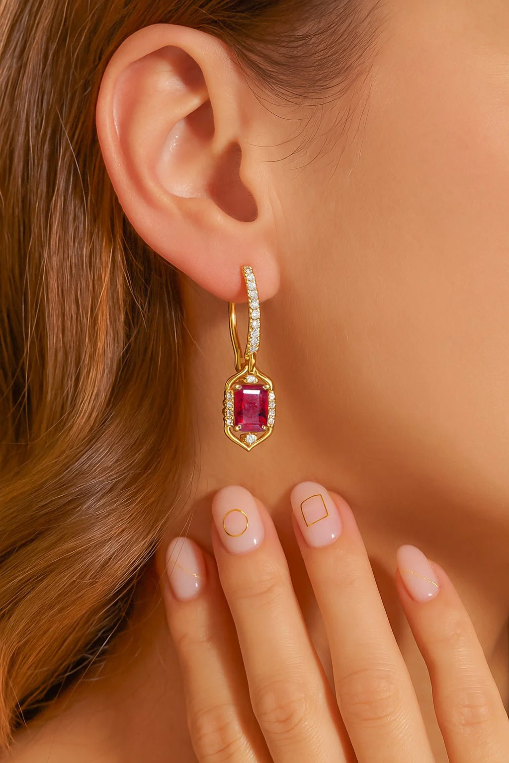 Ruby Drop Silver Earrings - Elegant Style and Shine - Image 3